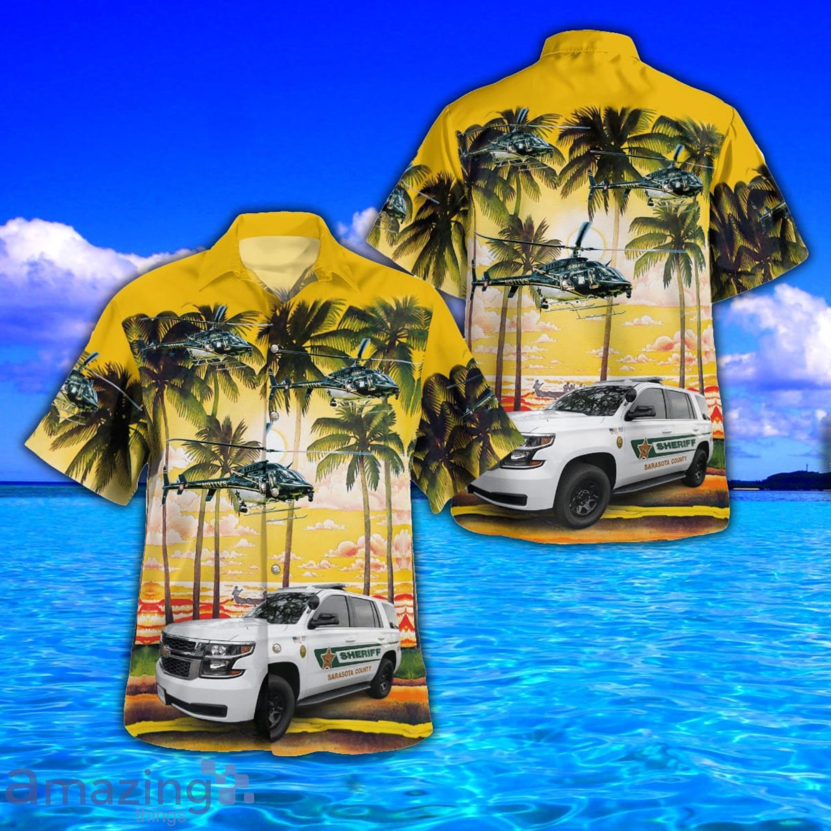 Sarasota County (FL) Sheriff Tropical Style AOP Short Sleeve Hawaiian Shirt And Beach Short Product Photo 1