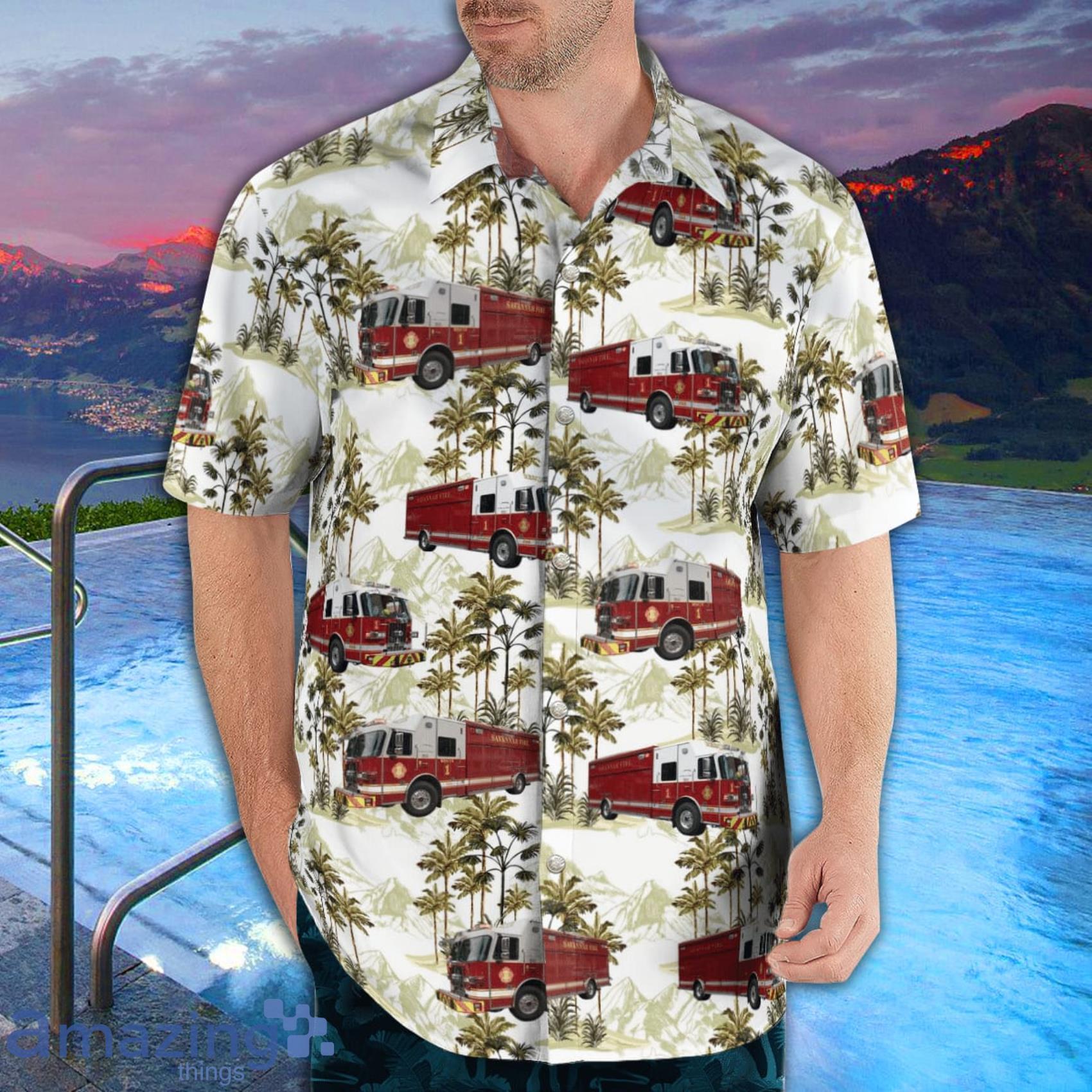Savannah (Georgia) Fire Department AOP Aloha Tropical Style Hawaiian Shirt And Beach Short image Savannah (Georgia) Fire Department AOP Aloha Tropical Style Hawaiian Shirt And Beach Short Product Photo 3