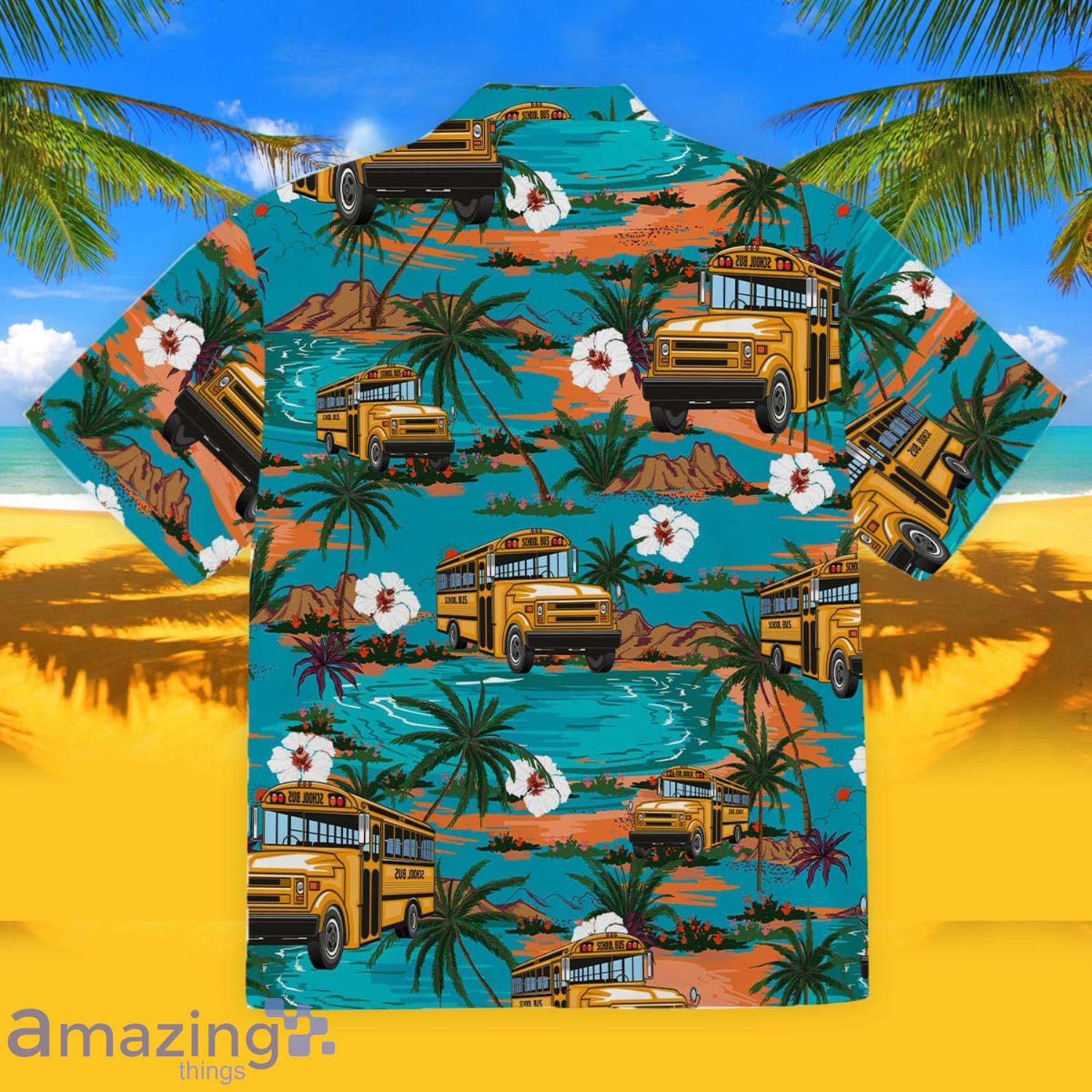 School Bus Summer Summer Gift Men And Women Hawaiian Shirt image School Bus Summer Summer Gift Men And Women Hawaiian Shirt Product Photo 2