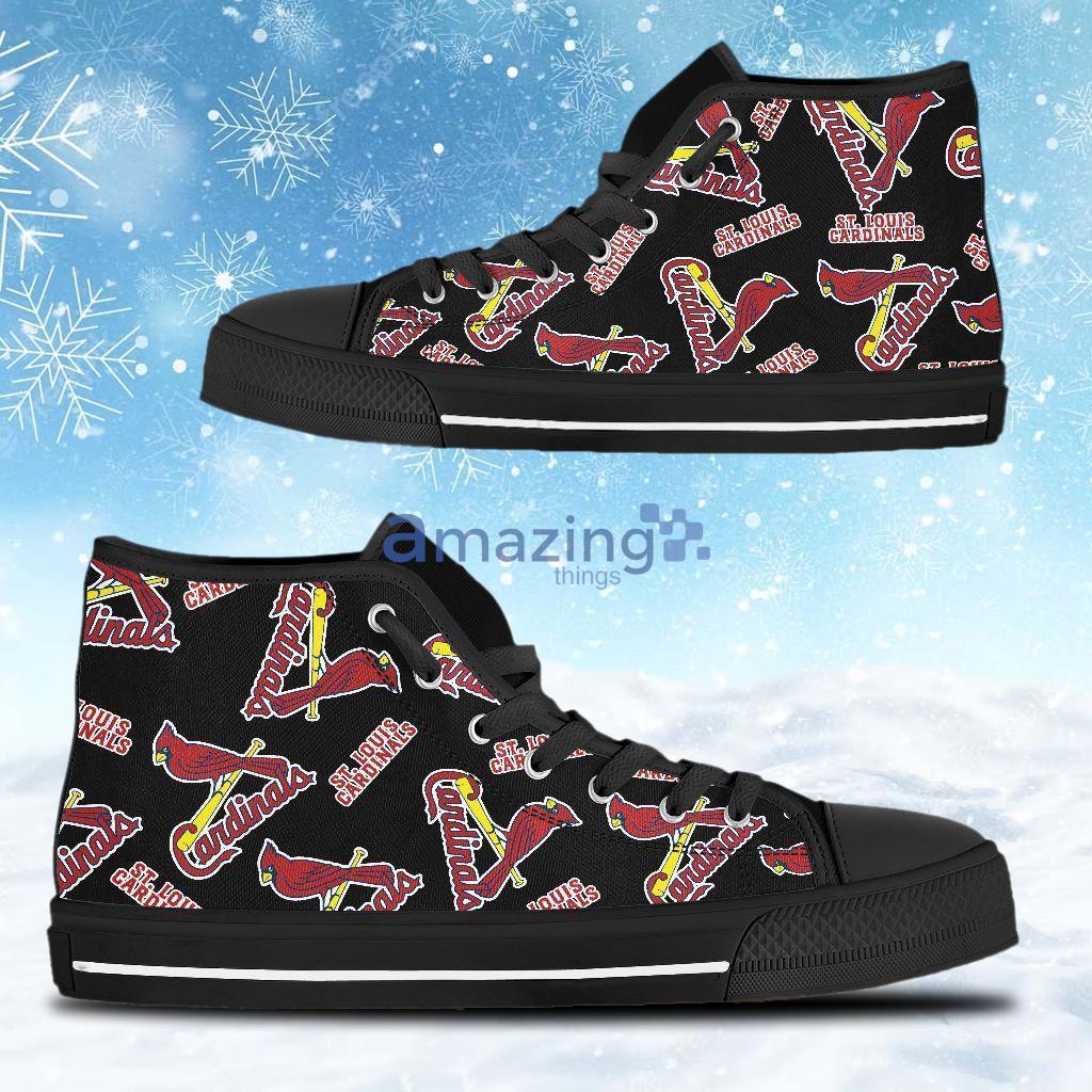 Script Logo Pattern St Louis Cardinals MLB High Top Shoes Product Photo 1 Script Logo Pattern St Louis Cardinals MLB High Top Shoes Product Photo 1