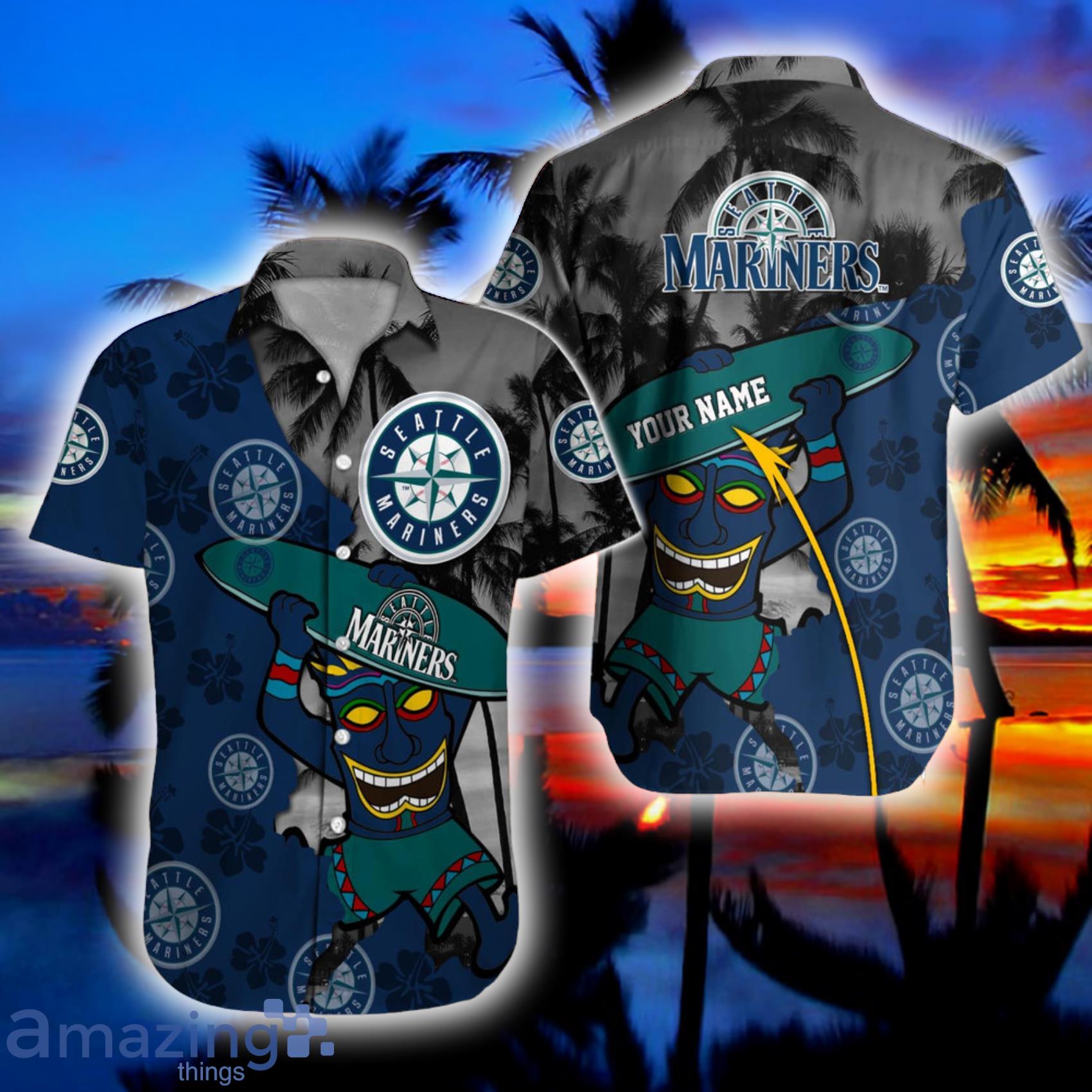 MARINERS Hawaiian Shirt Blue Seattle Mariners Hawaii Shirt 