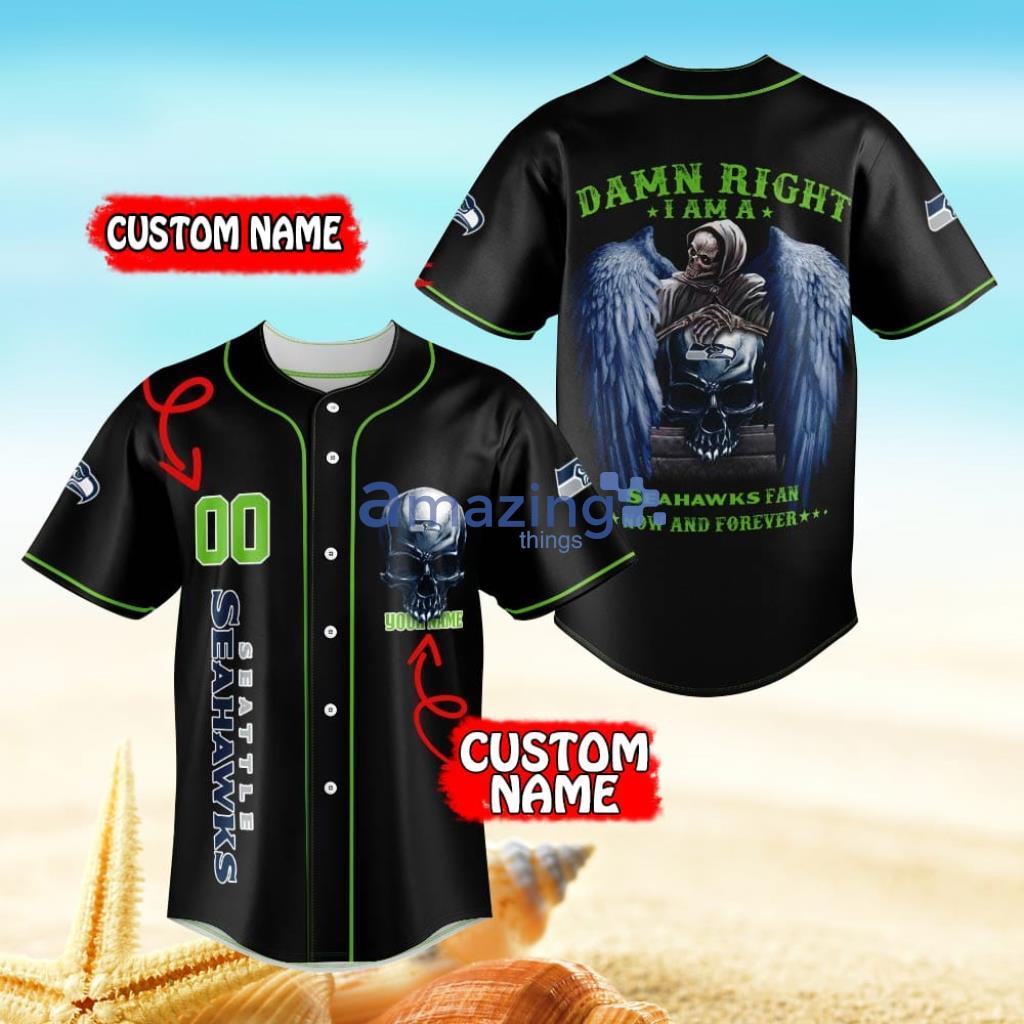 Seattle seahawks Damn Right Skull NFL Baseball Jersey Shirt Gift For Fans