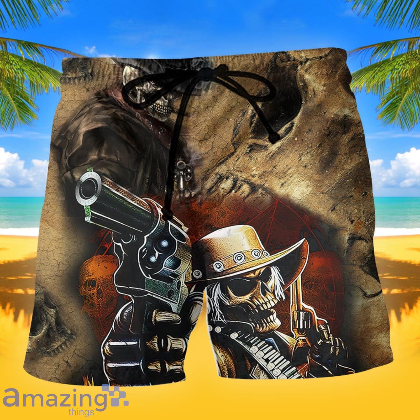 Skull I'm A Grumpy Old Man Summer Gift Beach Shorts Product Photo 1