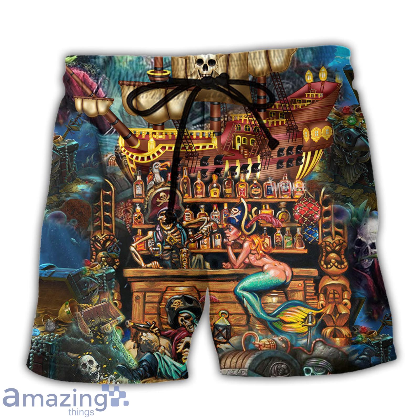 Skull Pirate Treasure Night On The Sea Summer Gift Beach Shorts Product Photo 1