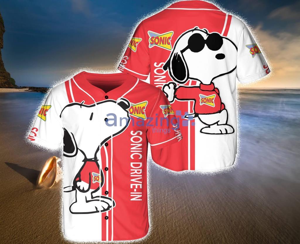 Sonic Drive-In Snoopy Red And White Baseball Jersey Shirt Gift For Fans Product Photo 1