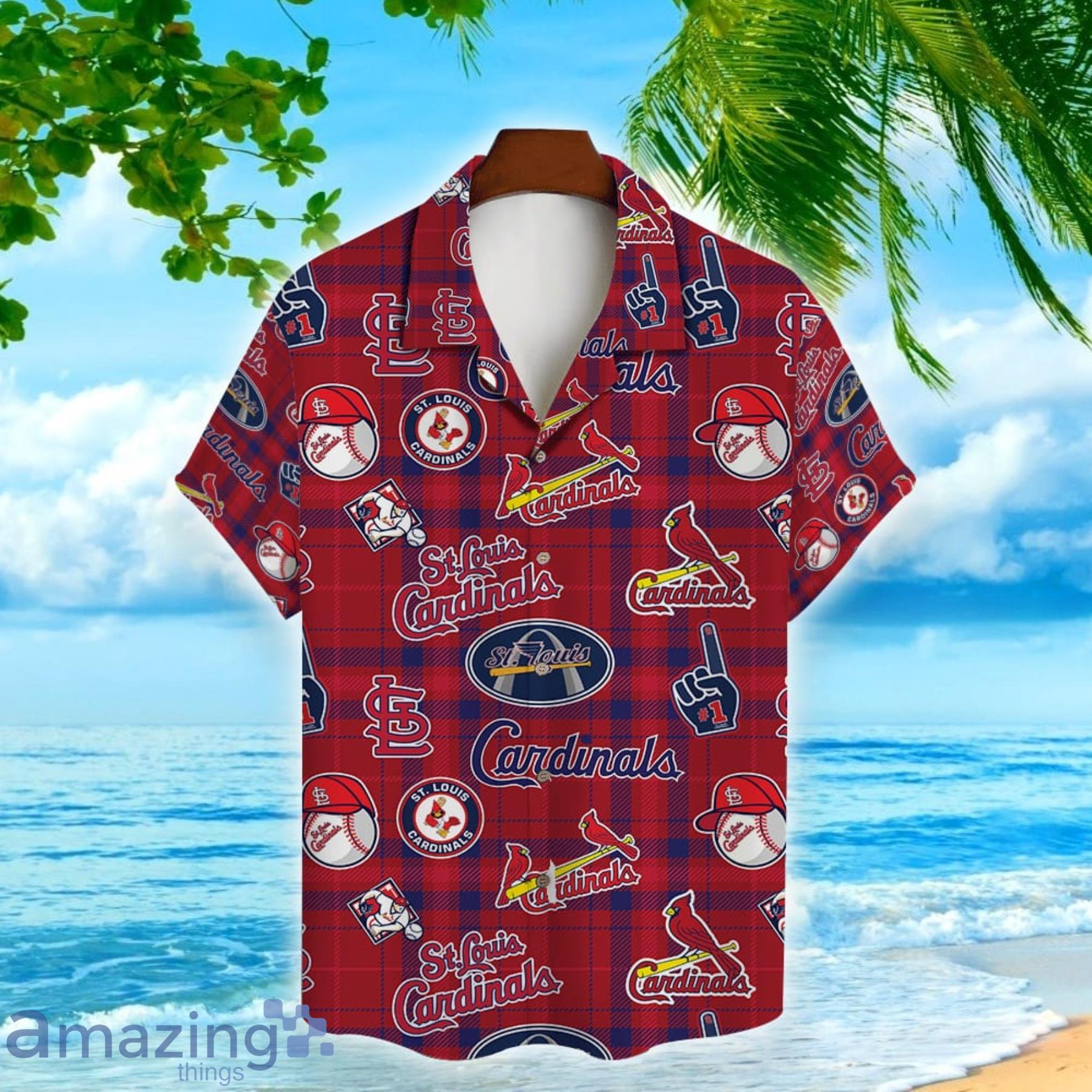 St. Louis Cardinals Hawaiian Shirt Plaid Baseball Pattern Vintage Print