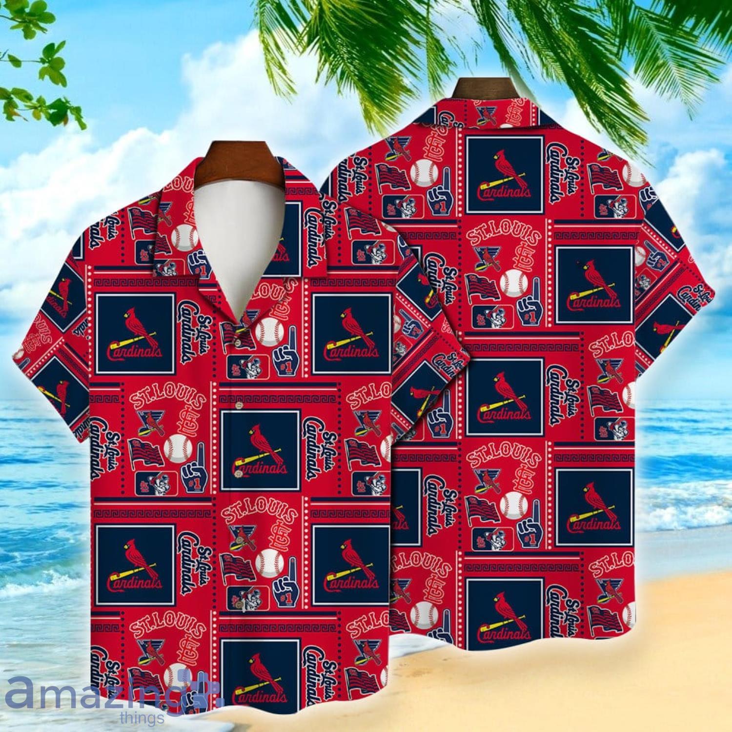 STL Cardinals Hawaiian Shirt Big Logo Pattern St Louis Cardinals