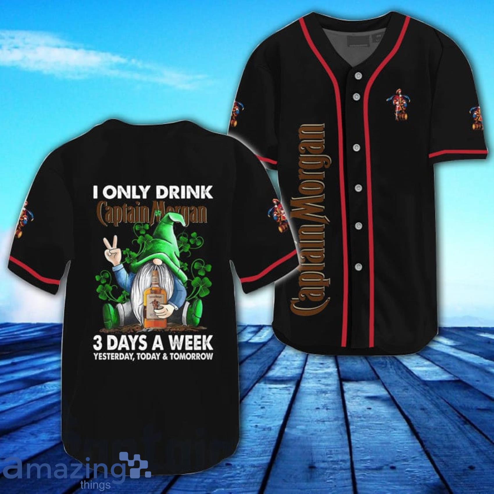 St. Patricks I Only Drink Captain Morgan AOP Full Print Baseball Jersey Shirt Product Photo 1 St. Patricks I Only Drink Captain Morgan AOP Full Print Baseball Jersey Shirt Product Photo 1