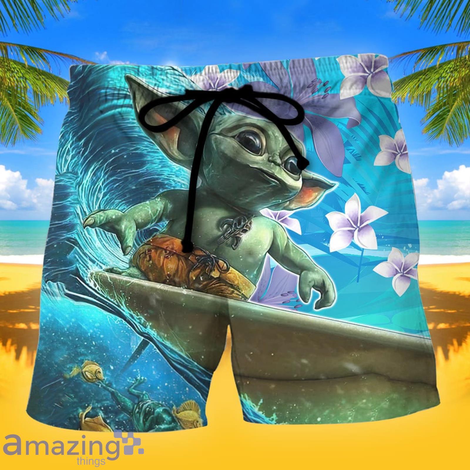 Starwars Baby Yoda Surfing Summer Gift Beach Shorts Product Photo 1 Starwars Baby Yoda Surfing Summer Gift Beach Shorts Product Photo 1