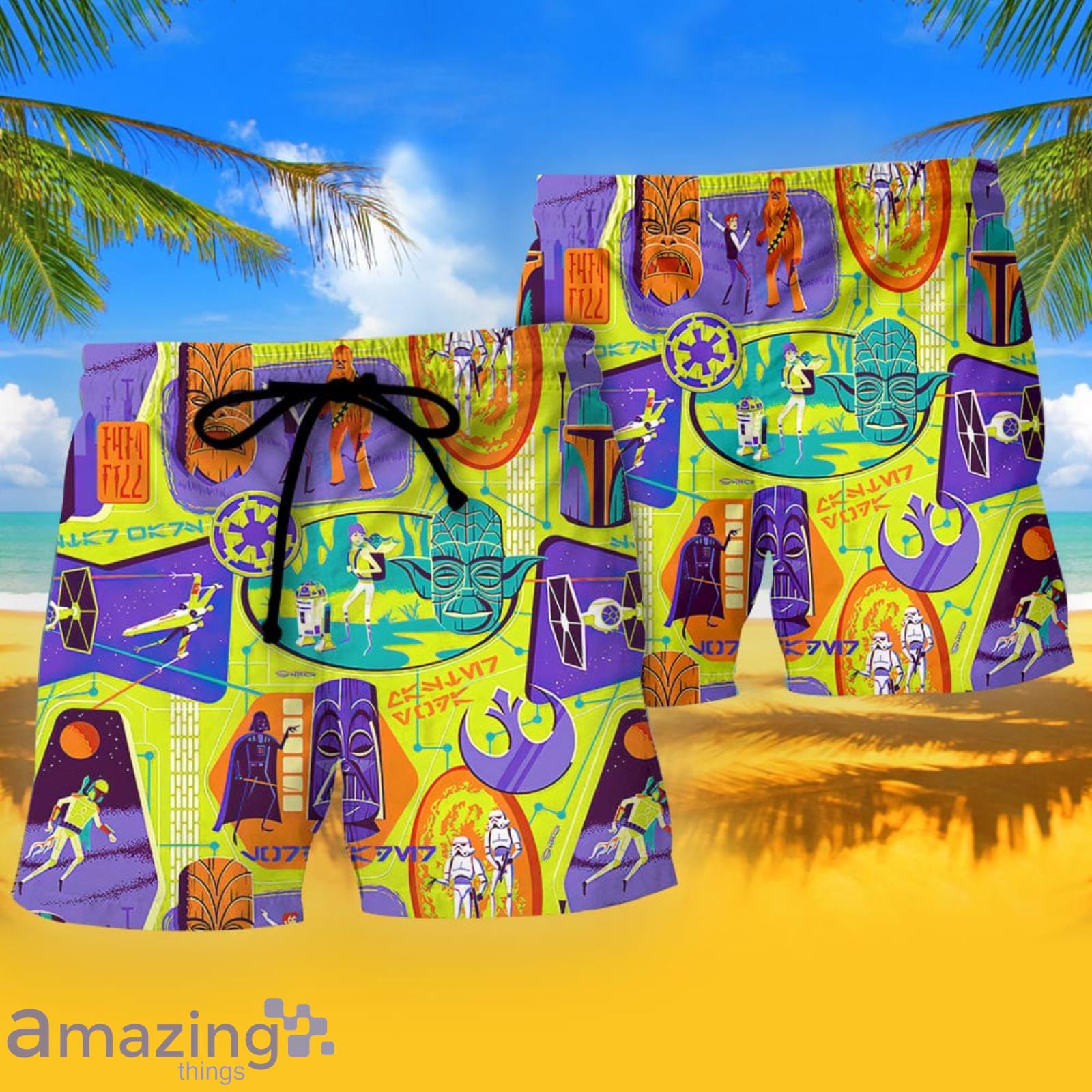Starwars Tiki Color Summer Gift Beach Shorts image Starwars Tiki Color Summer Gift Beach Shorts Product Photo 2