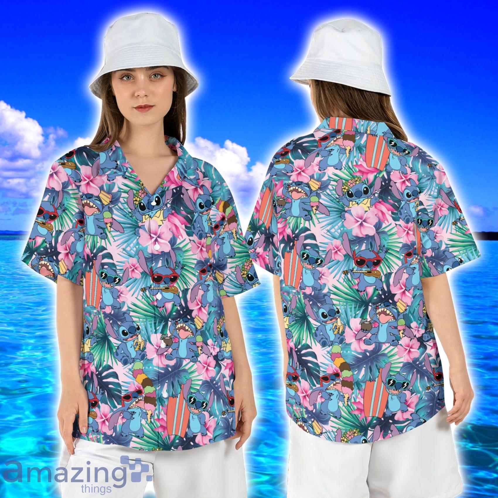 Stitch and Lilo Hibiscus Tropical Short Sleeve Hawaiian Shirt Product Photo 1