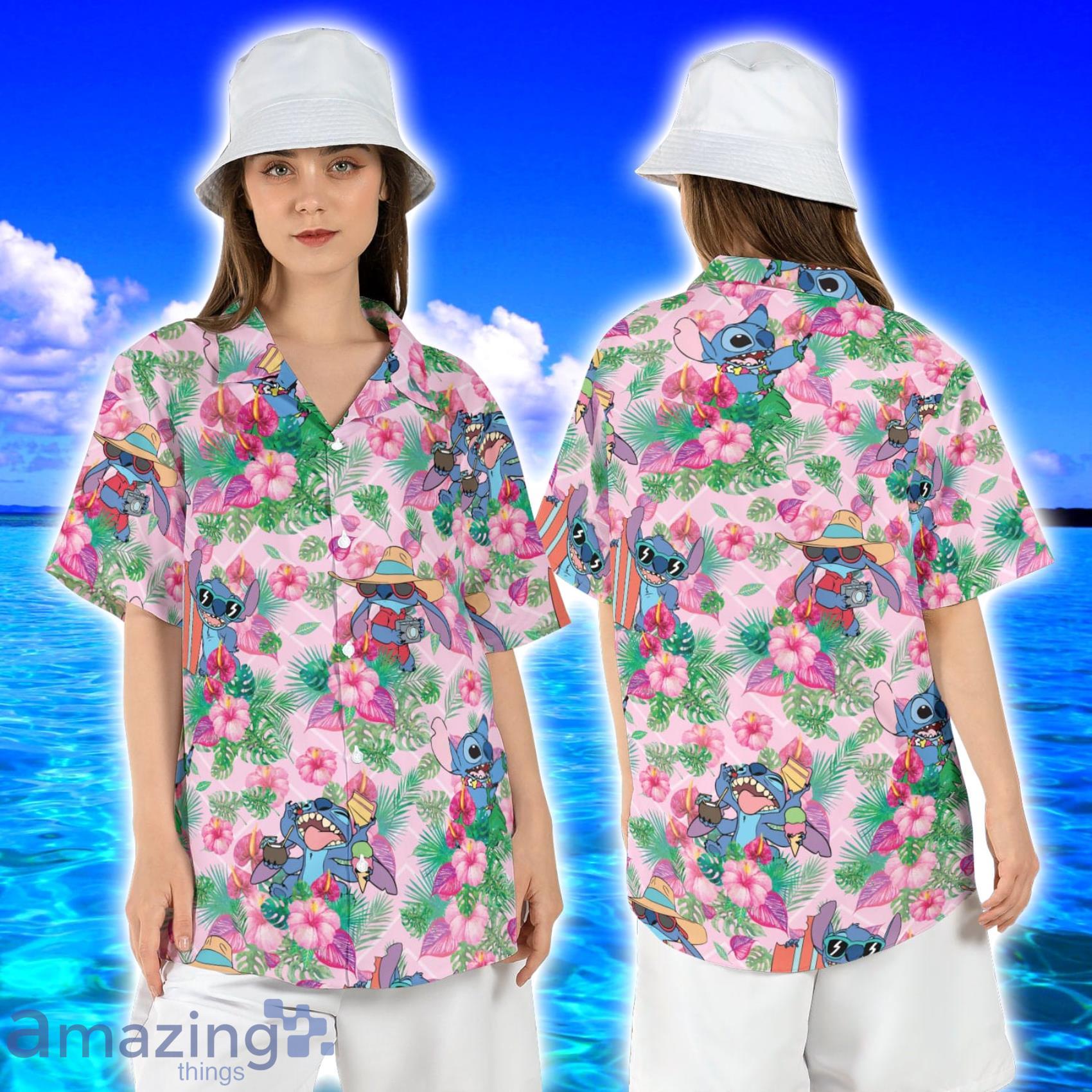 Stitch Hibiscus Disneyland Short Sleeve Hawaiian Shirt Product Photo 1