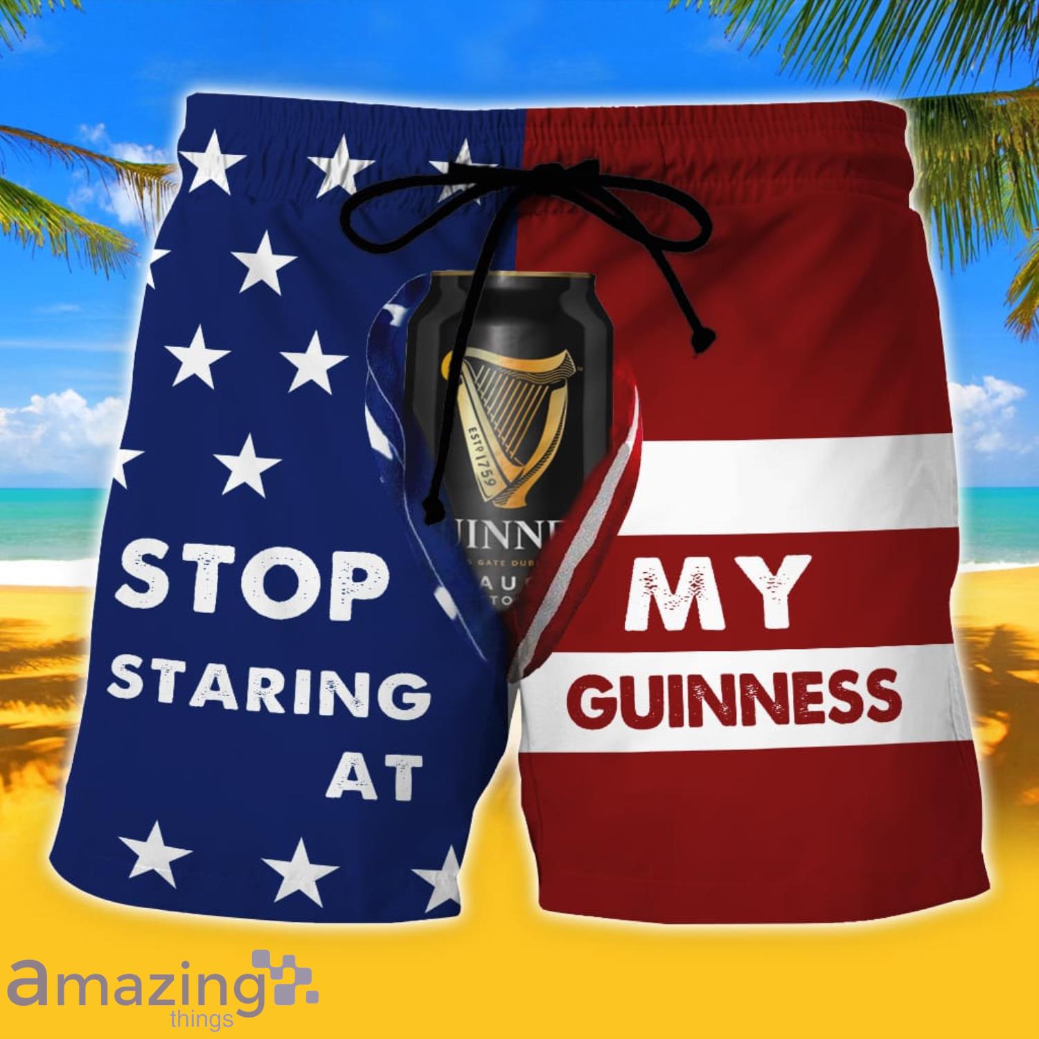 Stop Staring At My Guinness US Flag Beach Short Summer Gift For Men Product Photo 1 Stop Staring At My Guinness US Flag Beach Short Summer Gift For Men Product Photo 1