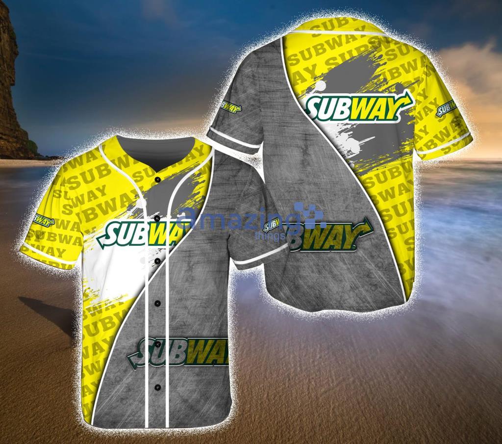 Subway Grey And Yellow Baseball Jersey Shirt Gift For Fans Product Photo 1
