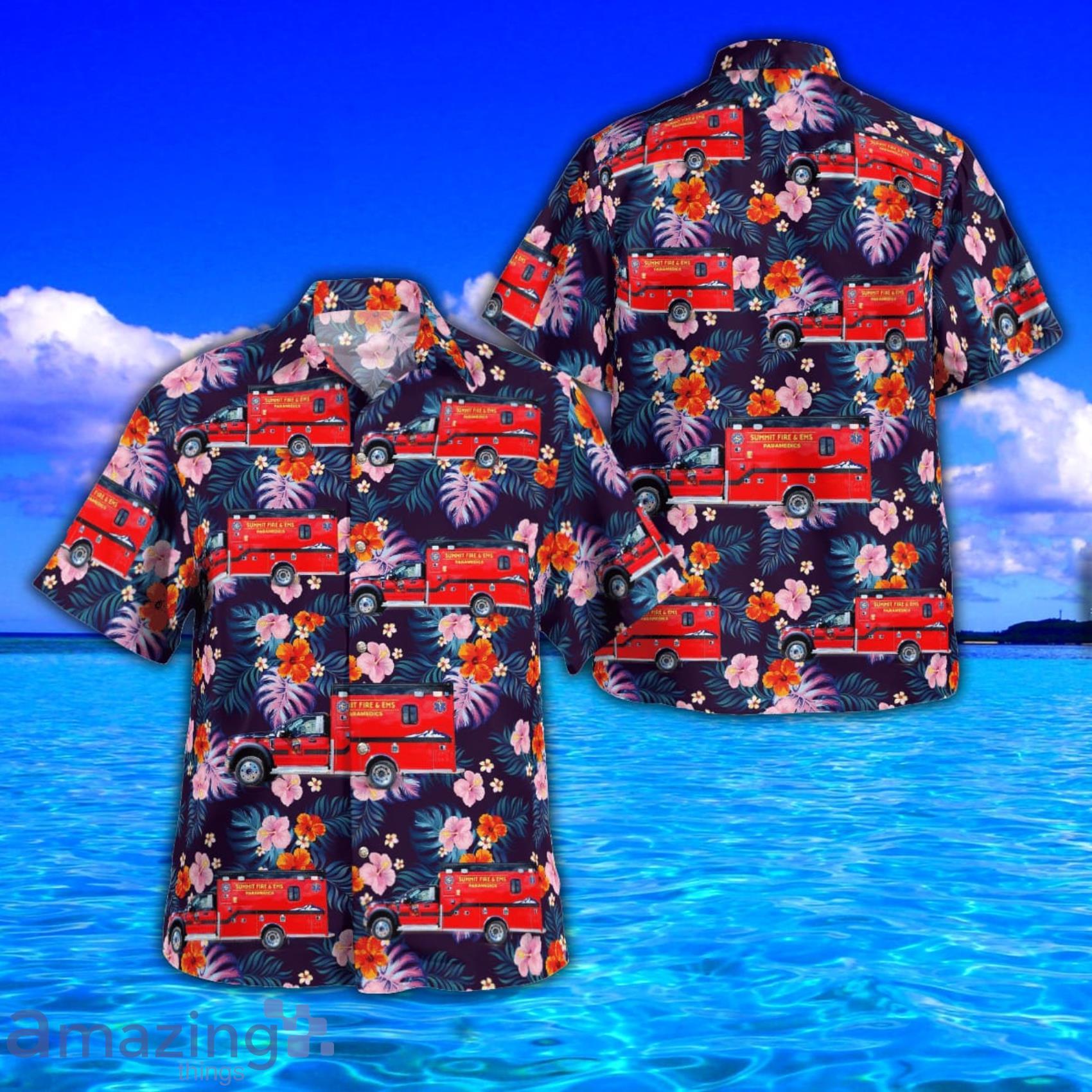 Summit Fire & EMS Tropical Style AOP Short Sleeve Hawaiian Shirt And Beach Short Product Photo 1