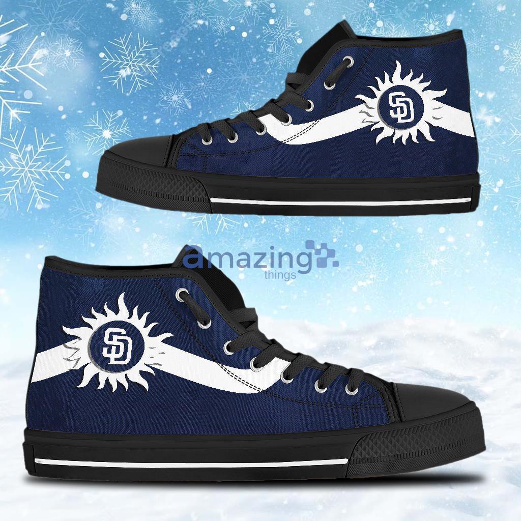 Sun San Diego Padres MLB Baseball Custom Canvas High Top Shoes Product Photo 1