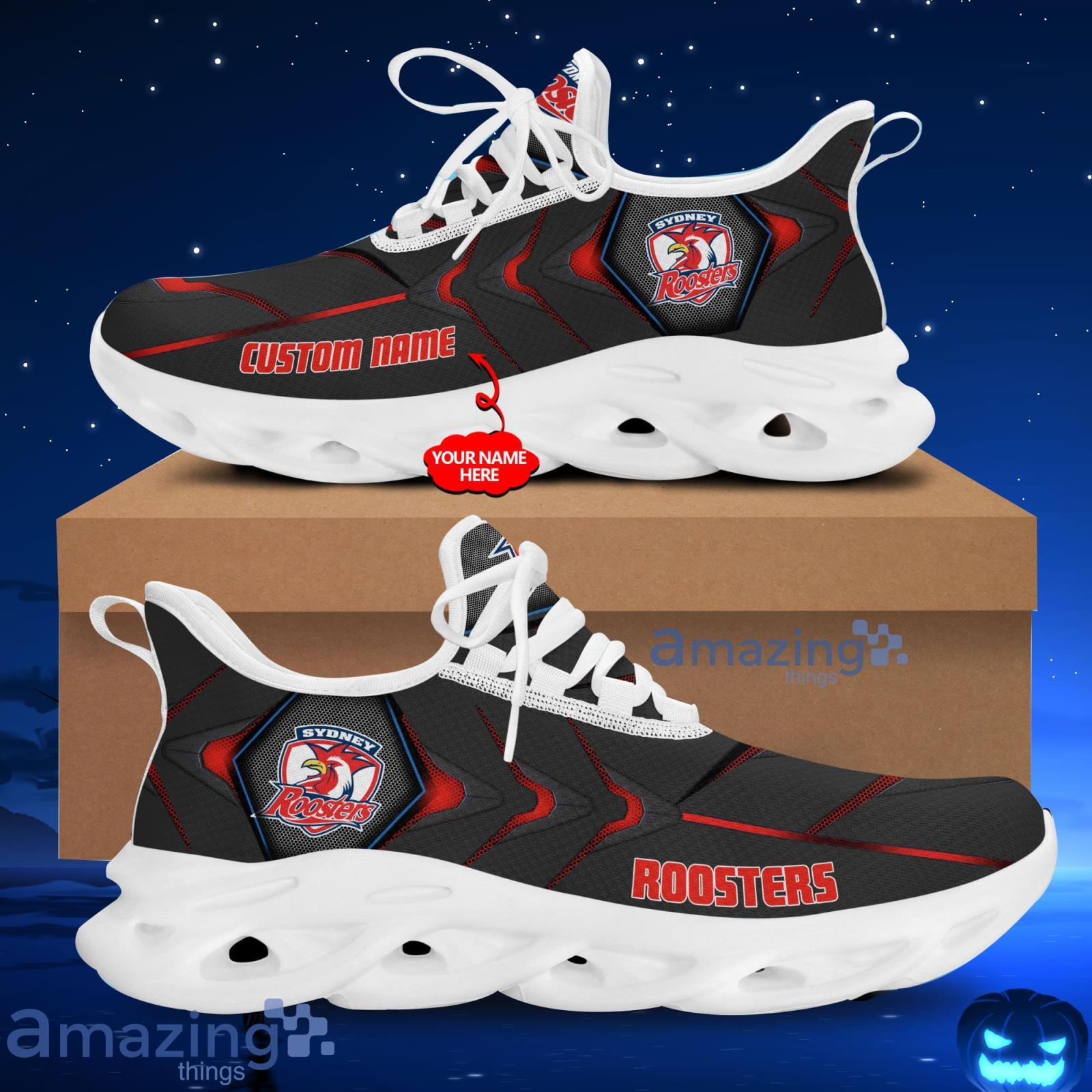Sydney Roosters NRL Running Sneakers Men And Women Max Soul Shoes Custom Name Product Photo 1