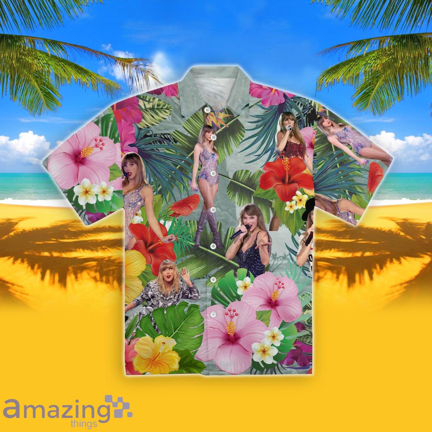 Taylor Swift Tropical Hibiscus Flower Hawaiian Shirt For Men And Women Product Photo 1