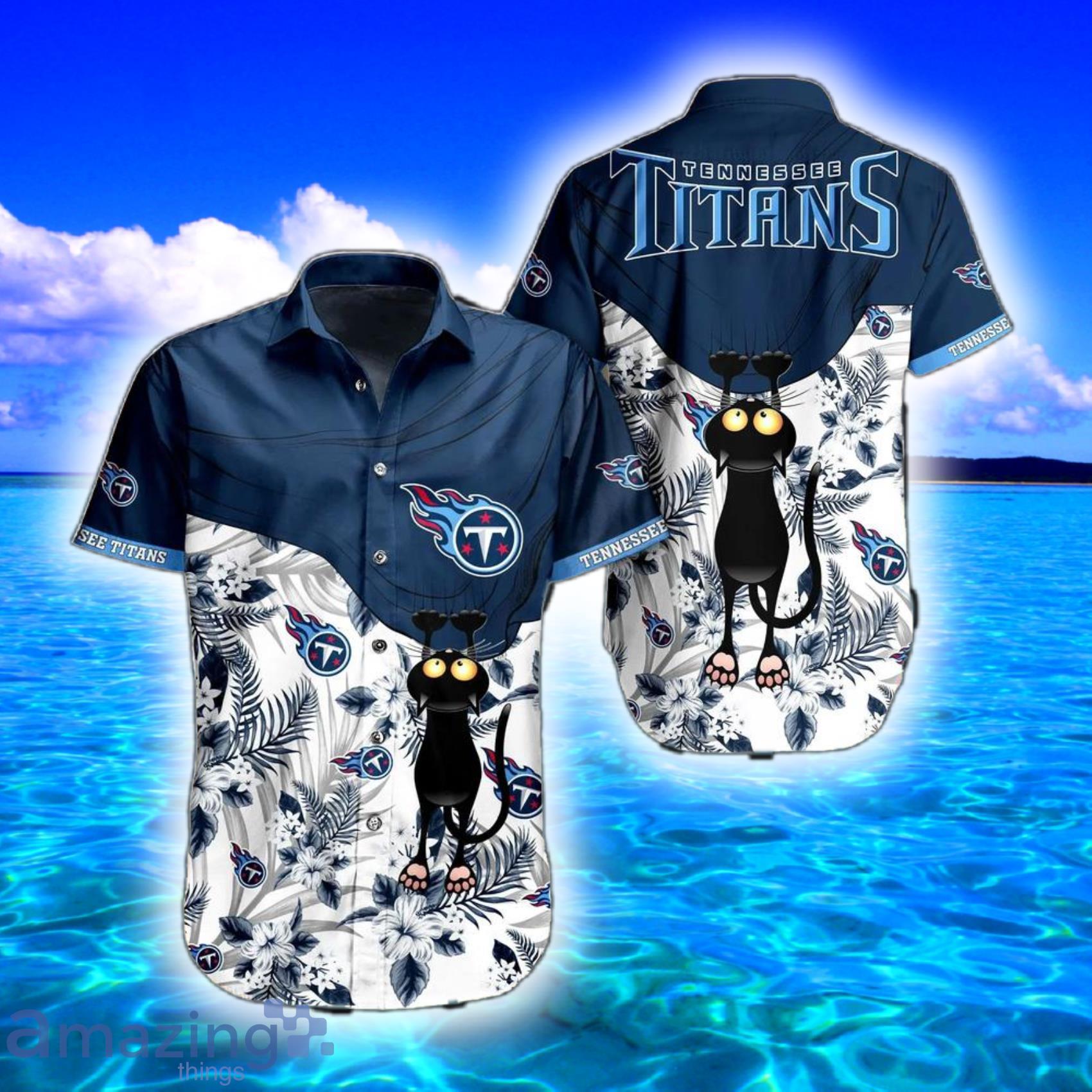 Tennessee Titans Nfl Cute Black Cat Tropical Pattern Short Sleeve Hawaiian Shirt And Short Product Photo 1