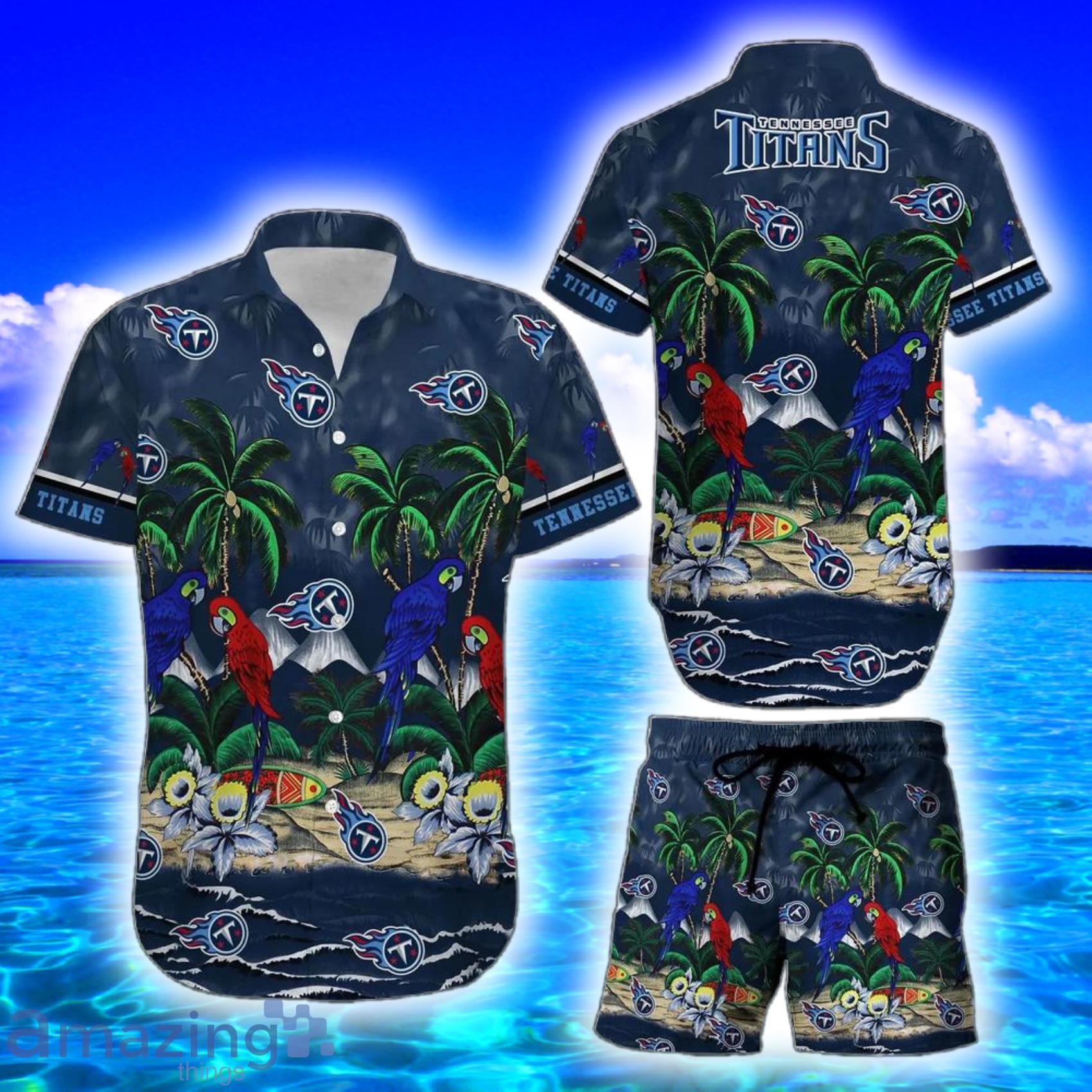 Tennessee Titans Nfl Football Pariot Birds And Palm Trees Island Graphic DS Hawaiian Shirt And Short Product Photo 1