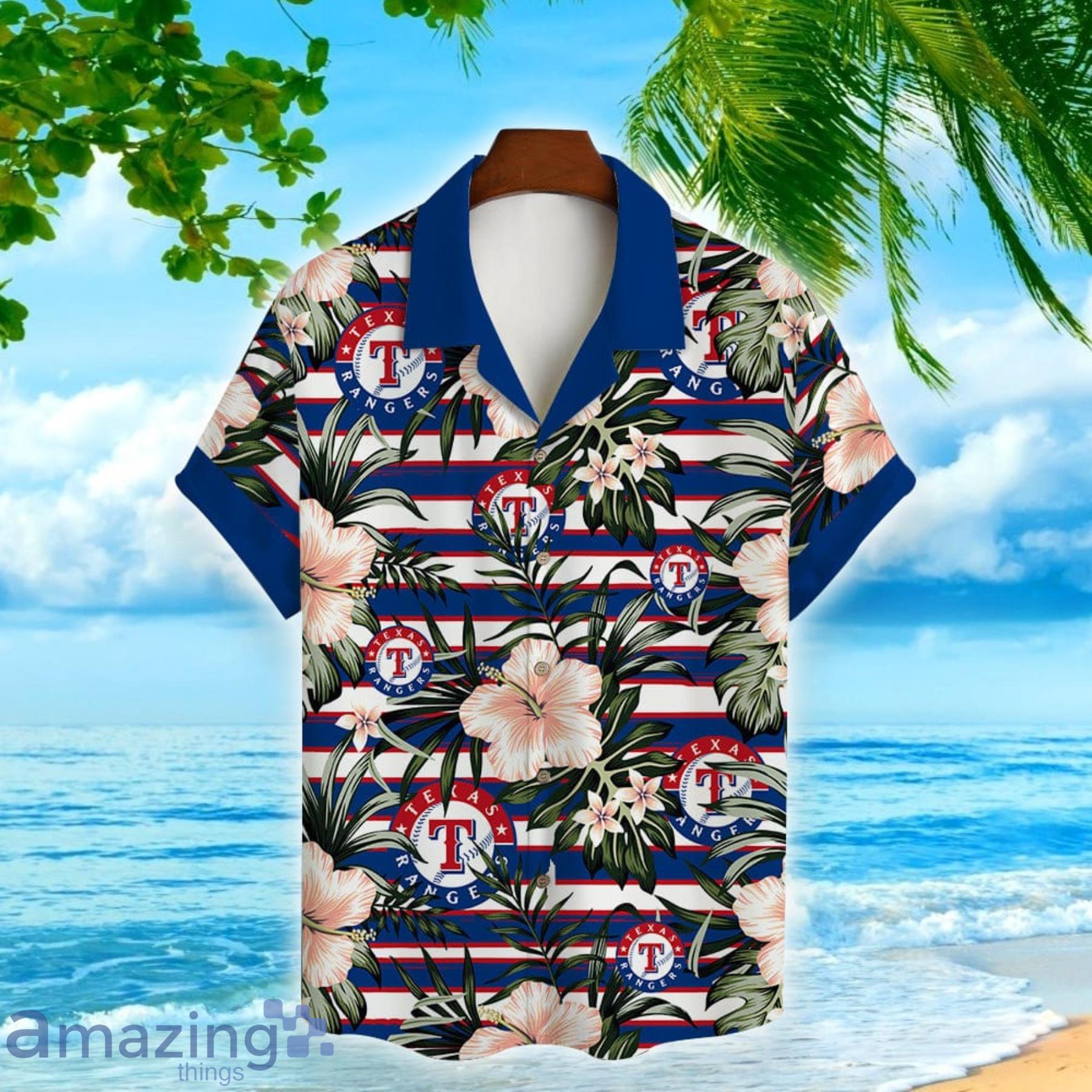 Texas Rangers MLB Hawaiian Shirt Custom Blooming Flowers Aloha Shirt -  Trendy Aloha