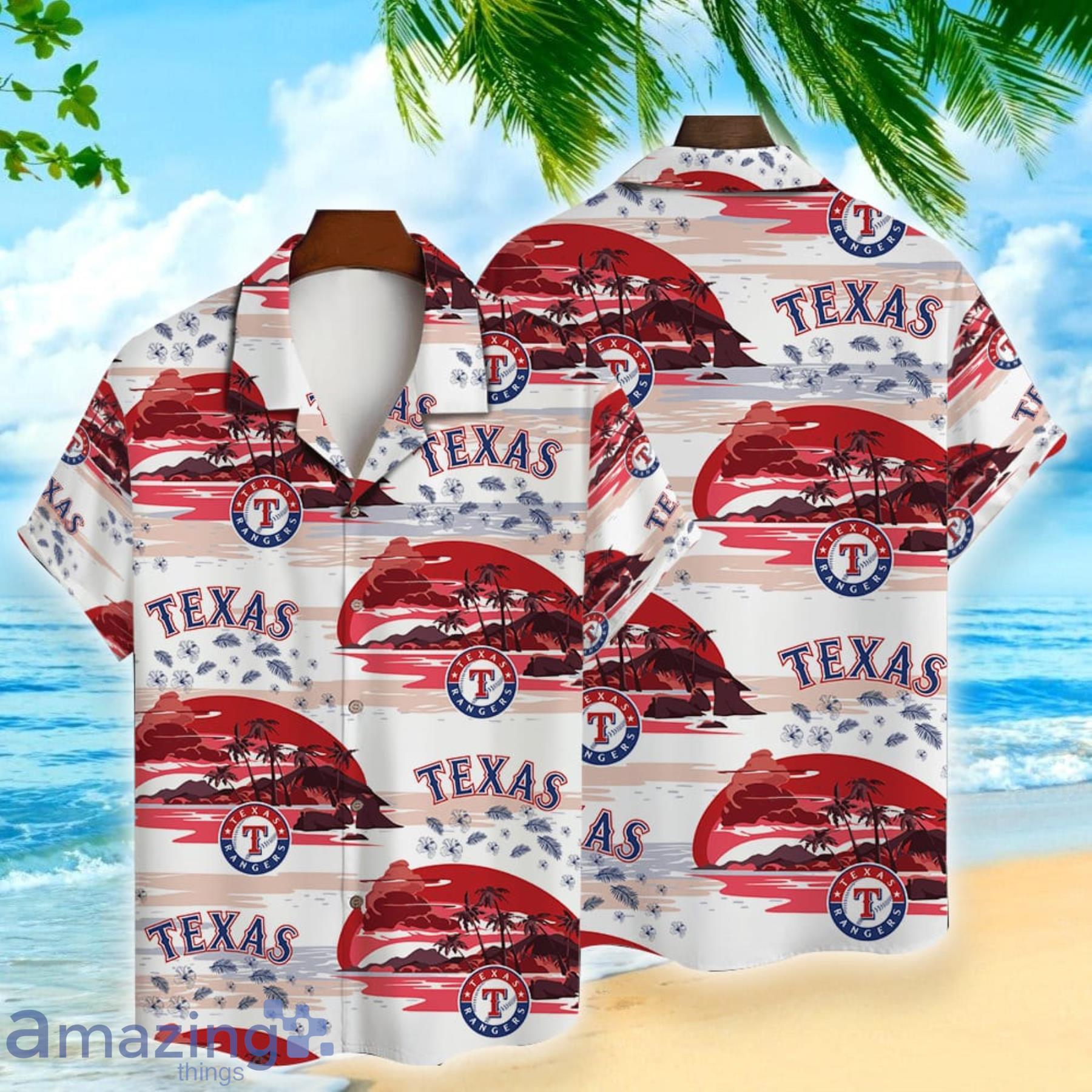 Texas Rangers Hawaiian Shirt Island Pattern Texas Rangers Gift