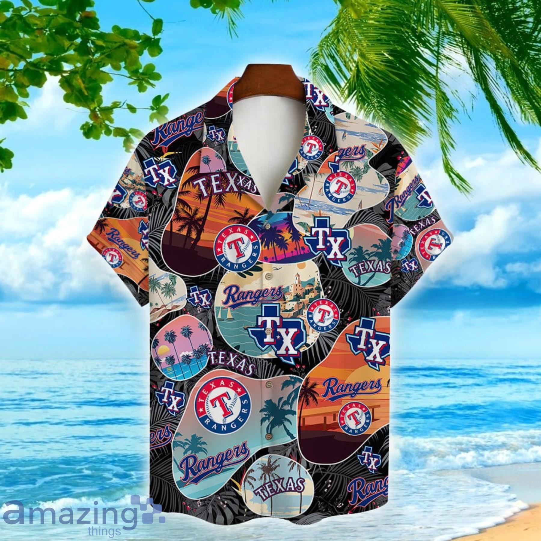 Texas Rangers Happy Summer Aloha Hawaiian Shirt image Texas Rangers Happy Summer Aloha Hawaiian Shirt Product Photo 2