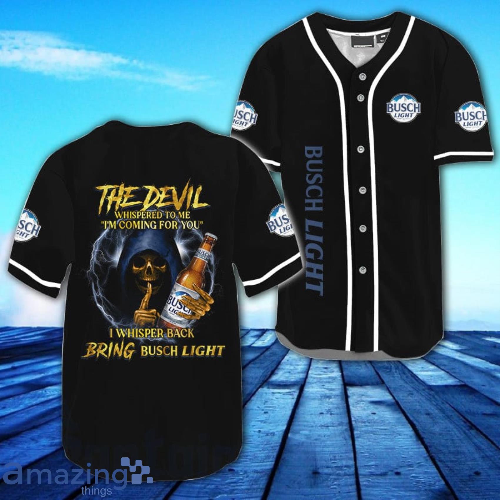 The Devil Bring Busch Light AOP Full Print Baseball Jersey Shirt Product Photo 1