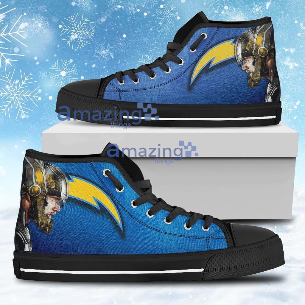 Thor Head Beside Los Angeles Chargers High Top Shoes For Men And Women Product Photo 1