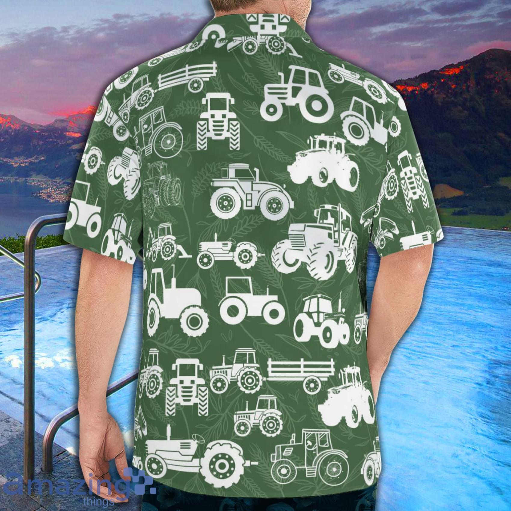 Tractor Pattern AOP Aloha Tropical Style Hawaiian Shirt And Beach Short image Tractor Pattern AOP Aloha Tropical Style Hawaiian Shirt And Beach Short Product Photo 2