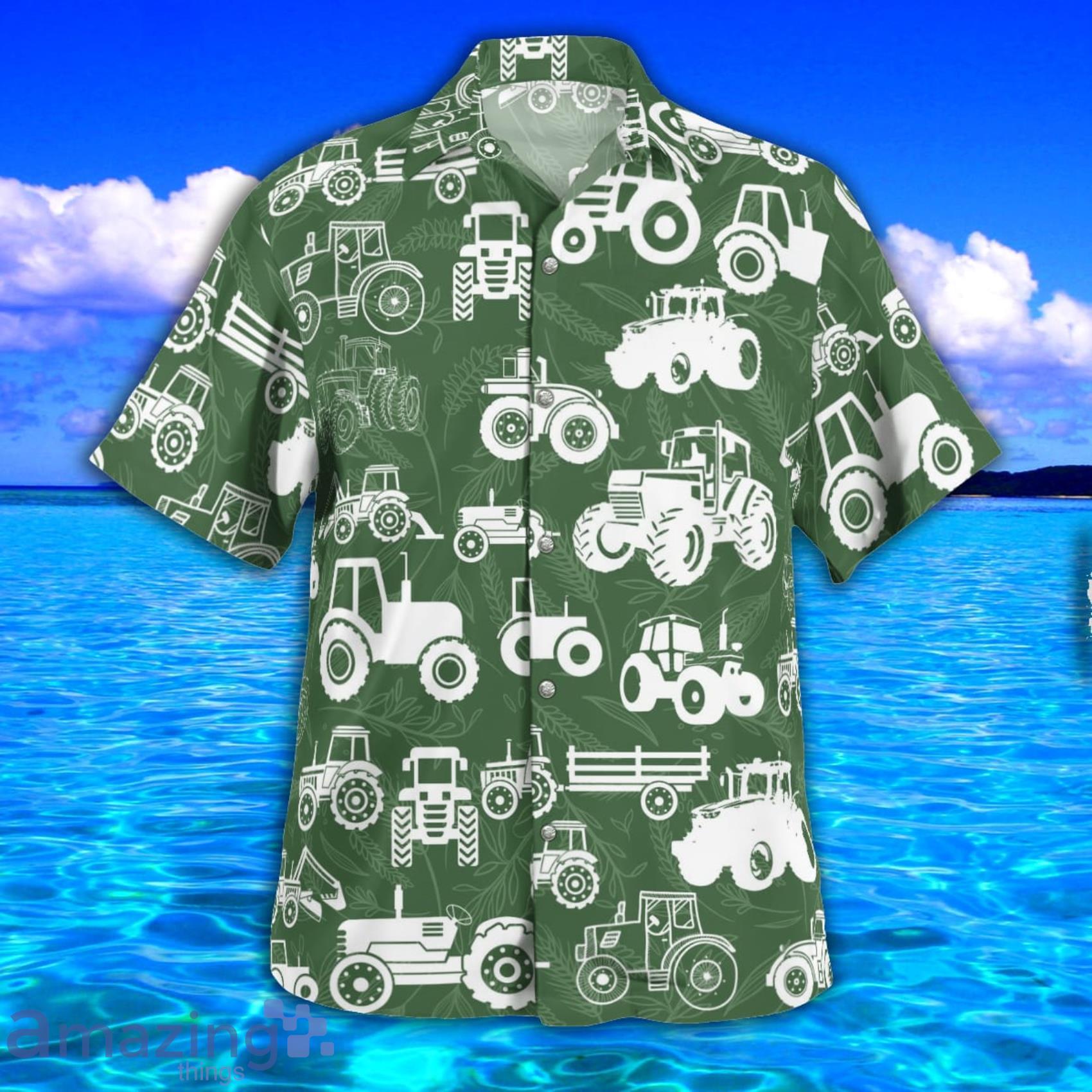Tractor Pattern AOP Aloha Tropical Style Hawaiian Shirt And Beach Short image Tractor Pattern AOP Aloha Tropical Style Hawaiian Shirt And Beach Short Product Photo 3