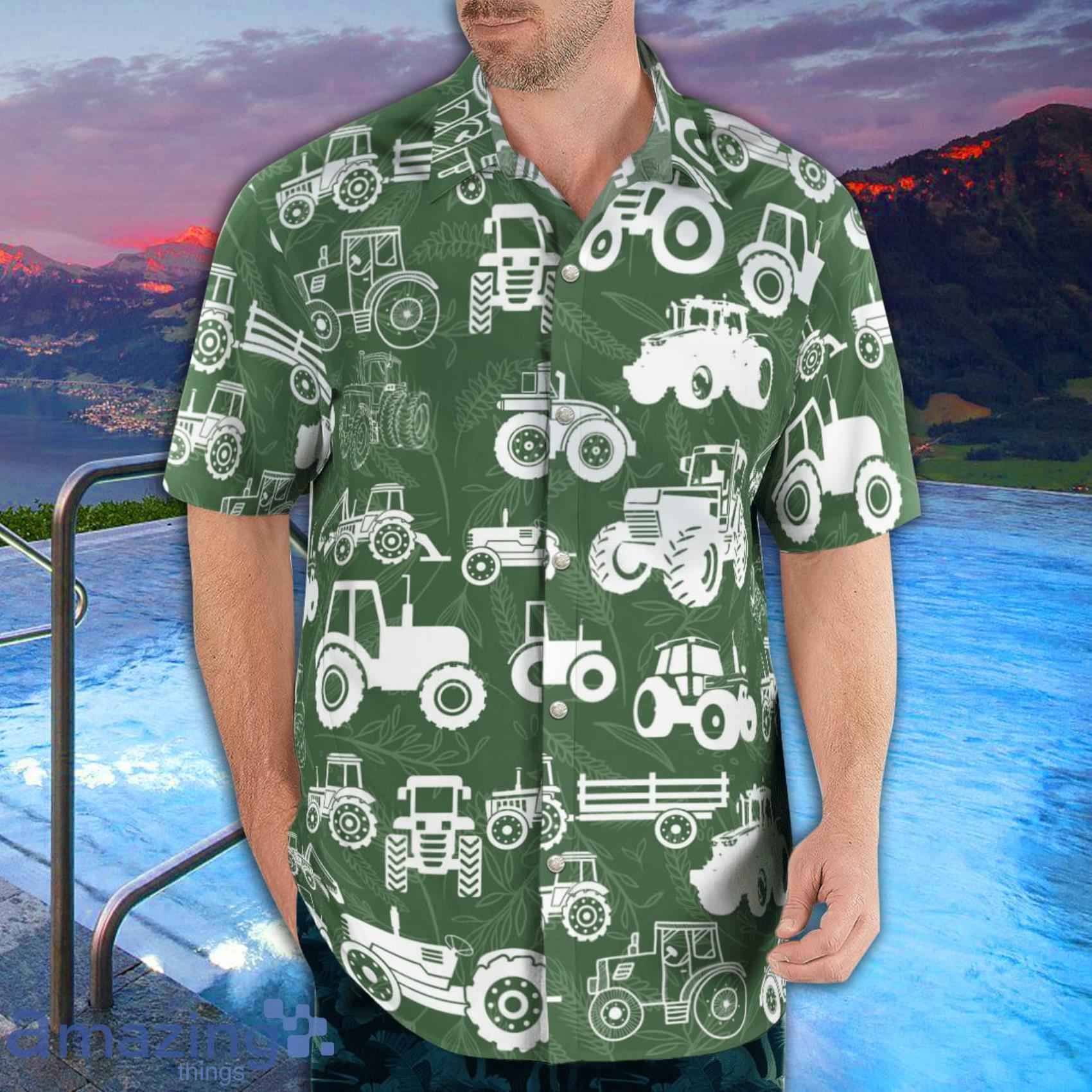 Tractor Pattern AOP Aloha Tropical Style Hawaiian Shirt And Beach Short image Tractor Pattern AOP Aloha Tropical Style Hawaiian Shirt And Beach Short Product Photo 4