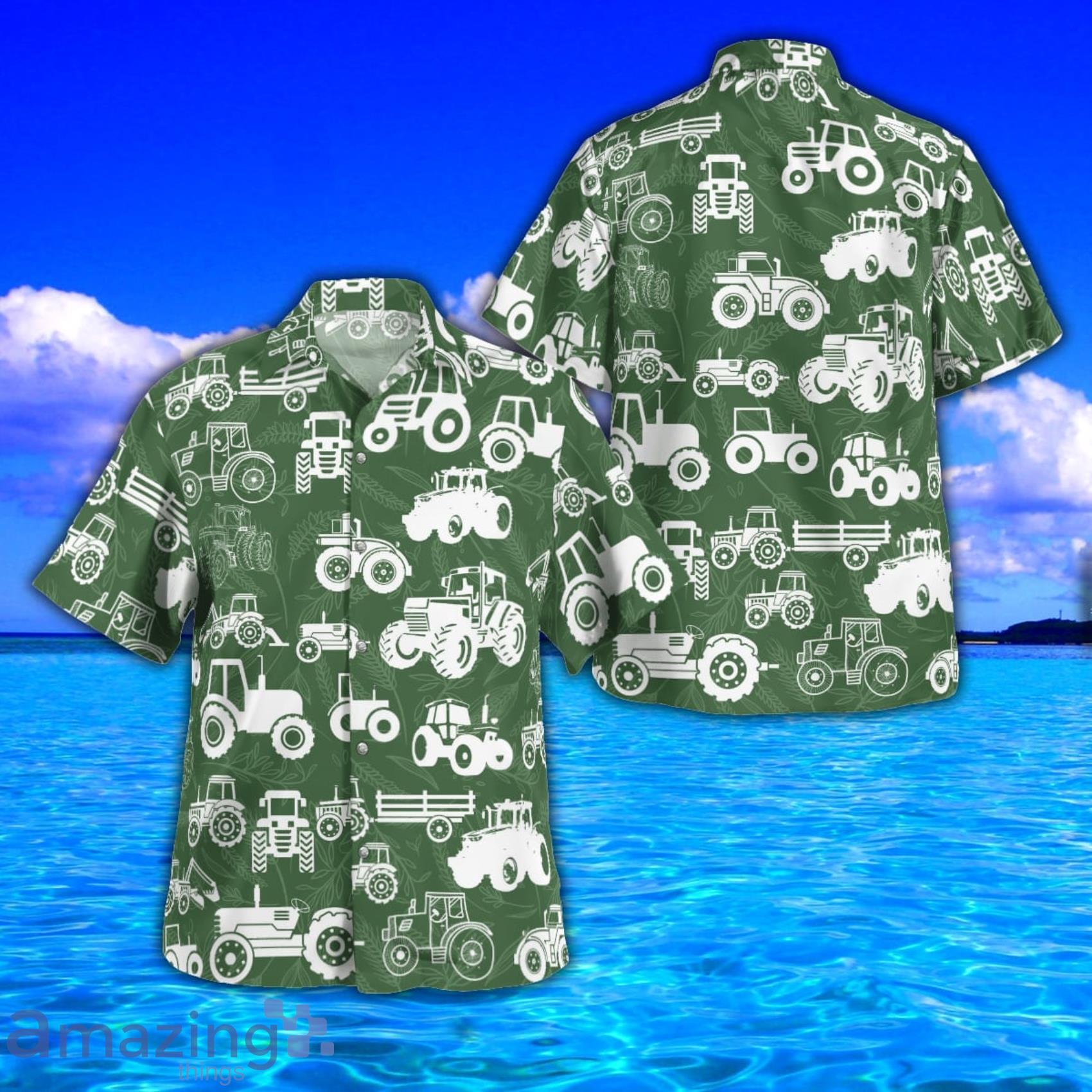 Tractor Pattern AOP Aloha Tropical Style Hawaiian Shirt And Beach Short Product Photo 1