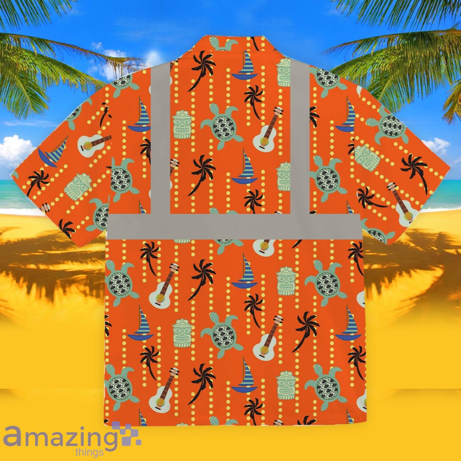 Turtle Orange Hi Vis Hawaiian Shirt - Nouvette