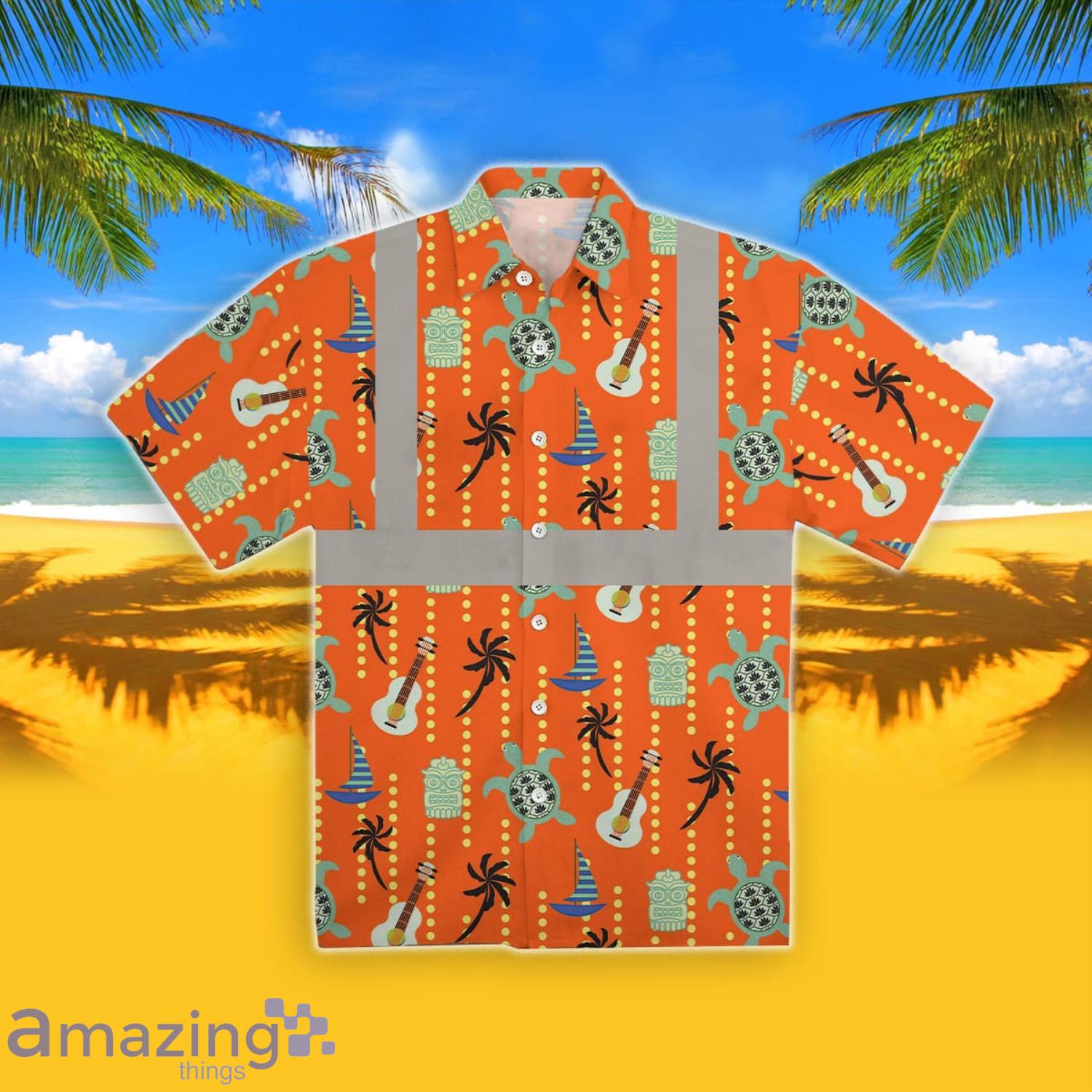 Turtle Orange Hi Vis Hawaiian Shirt - Nouvette