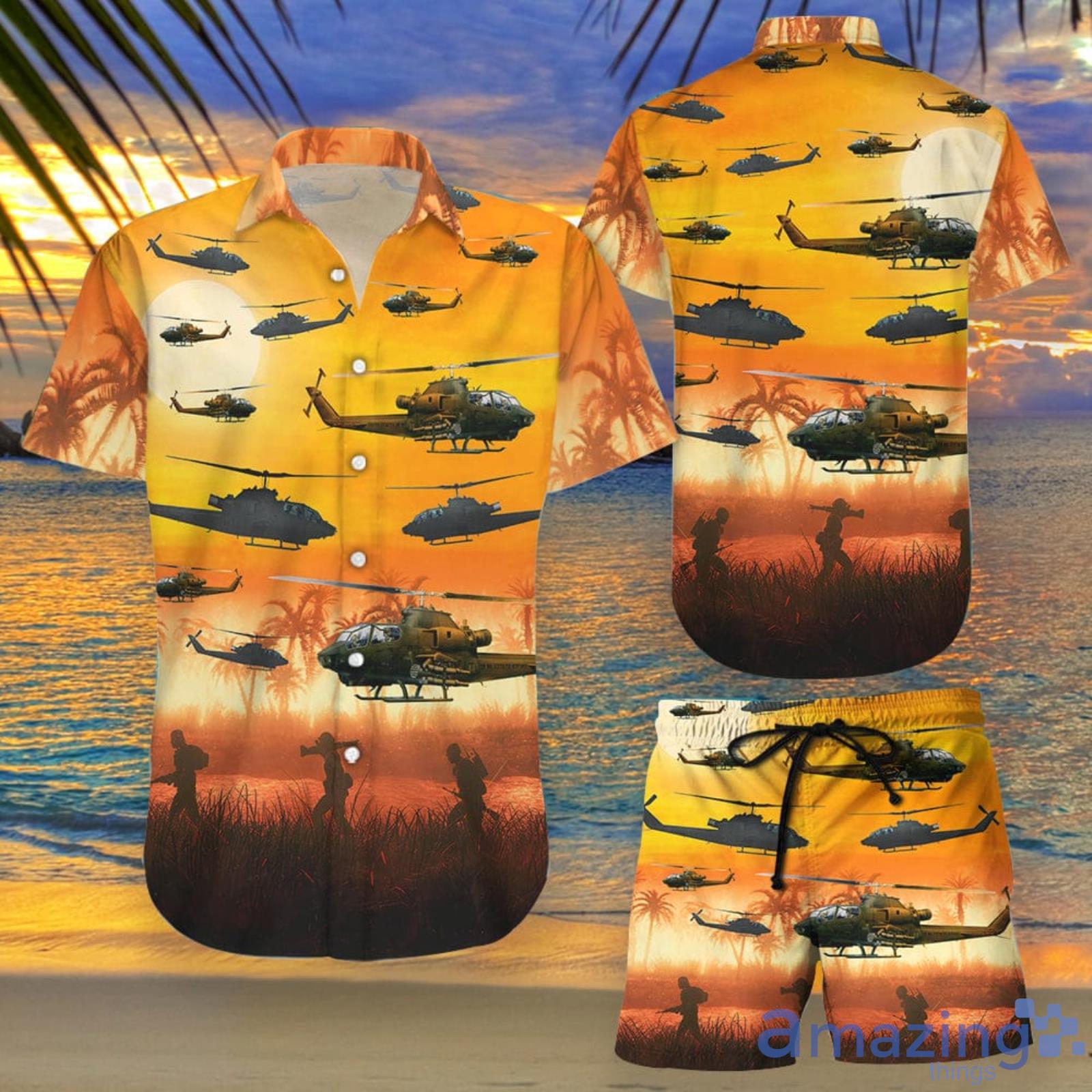 Us Army Ah-1F Cobra Unisex Hawaiian Shirt And Shorts Summer Beach Gift Product Photo 1 Us Army Ah-1F Cobra Unisex Hawaiian Shirt And Shorts Summer Beach Gift Product Photo 1