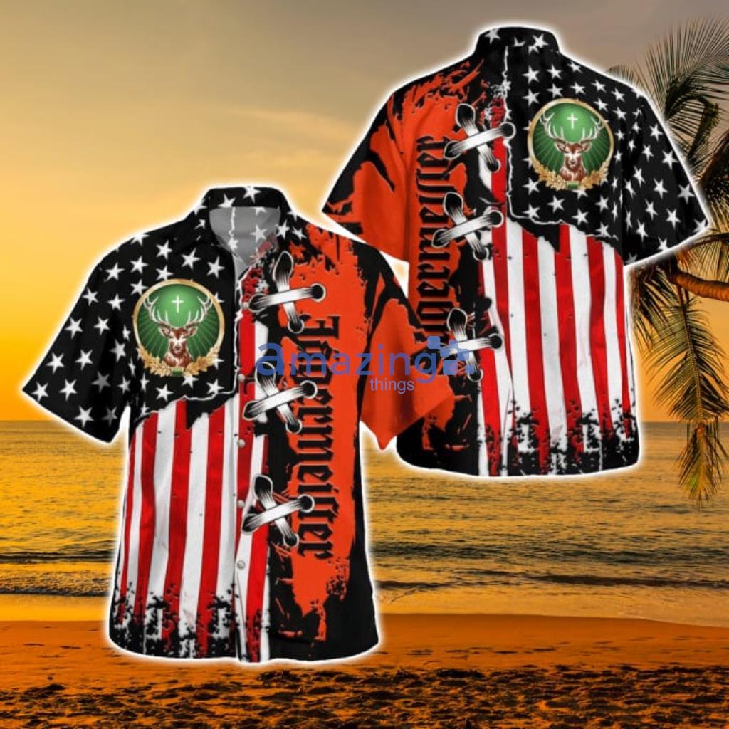 US Flag Stars Jagermeister Hawaiian Shirt Hot Summer Gift Product Photo 1