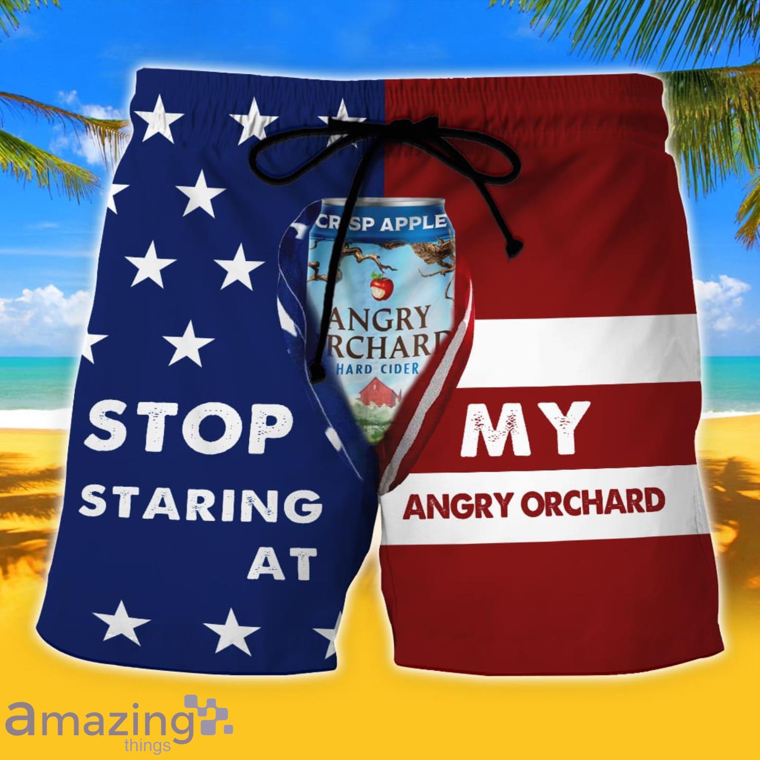 US Flag Stop Staring At My Angry Orchard Beach Short Summer Gift For Men Product Photo 1 US Flag Stop Staring At My Angry Orchard Beach Short Summer Gift For Men Product Photo 1