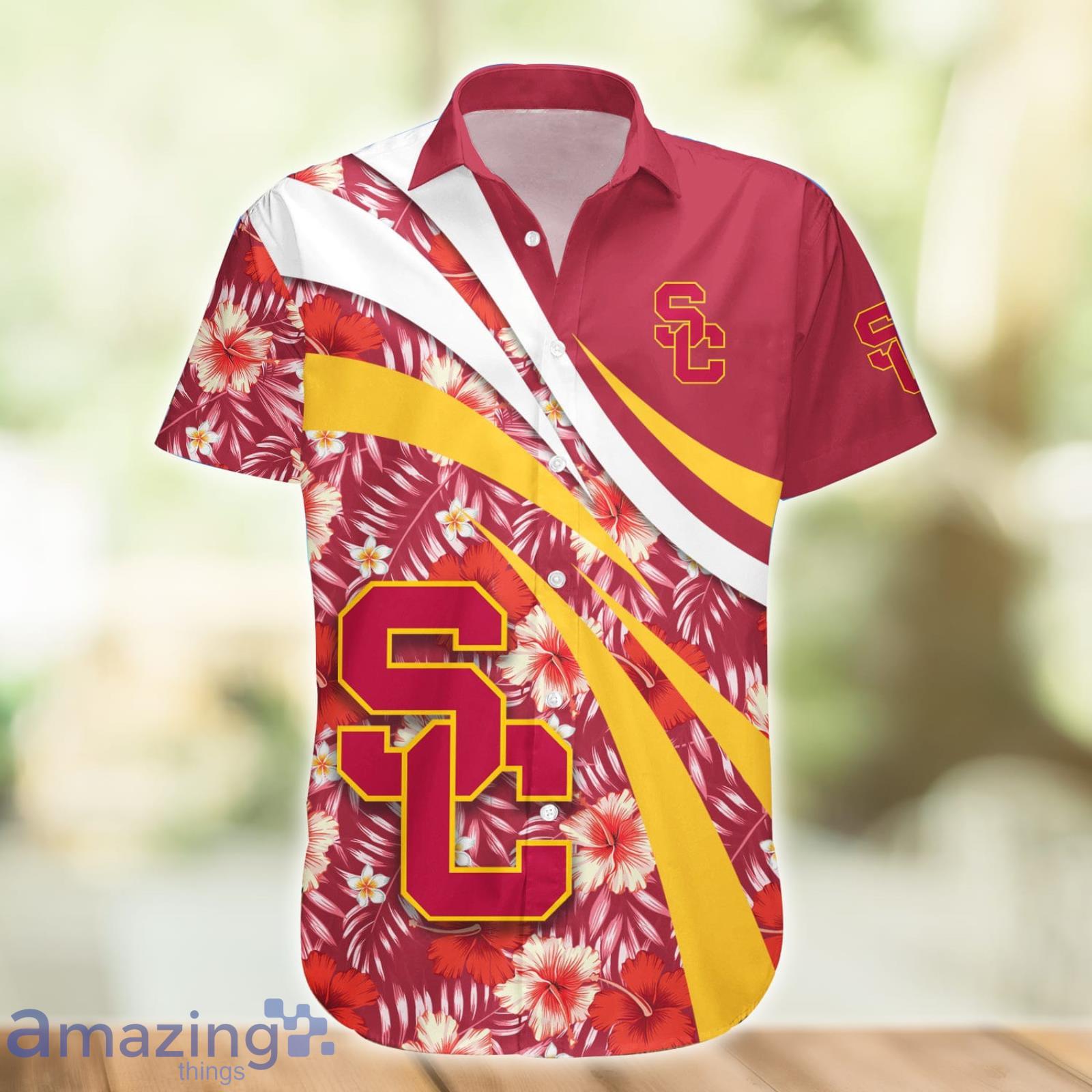 USC Trojans NCAA Hibiscus Flower Pattern Aloha Hawaiian Shirt Product Photo 1