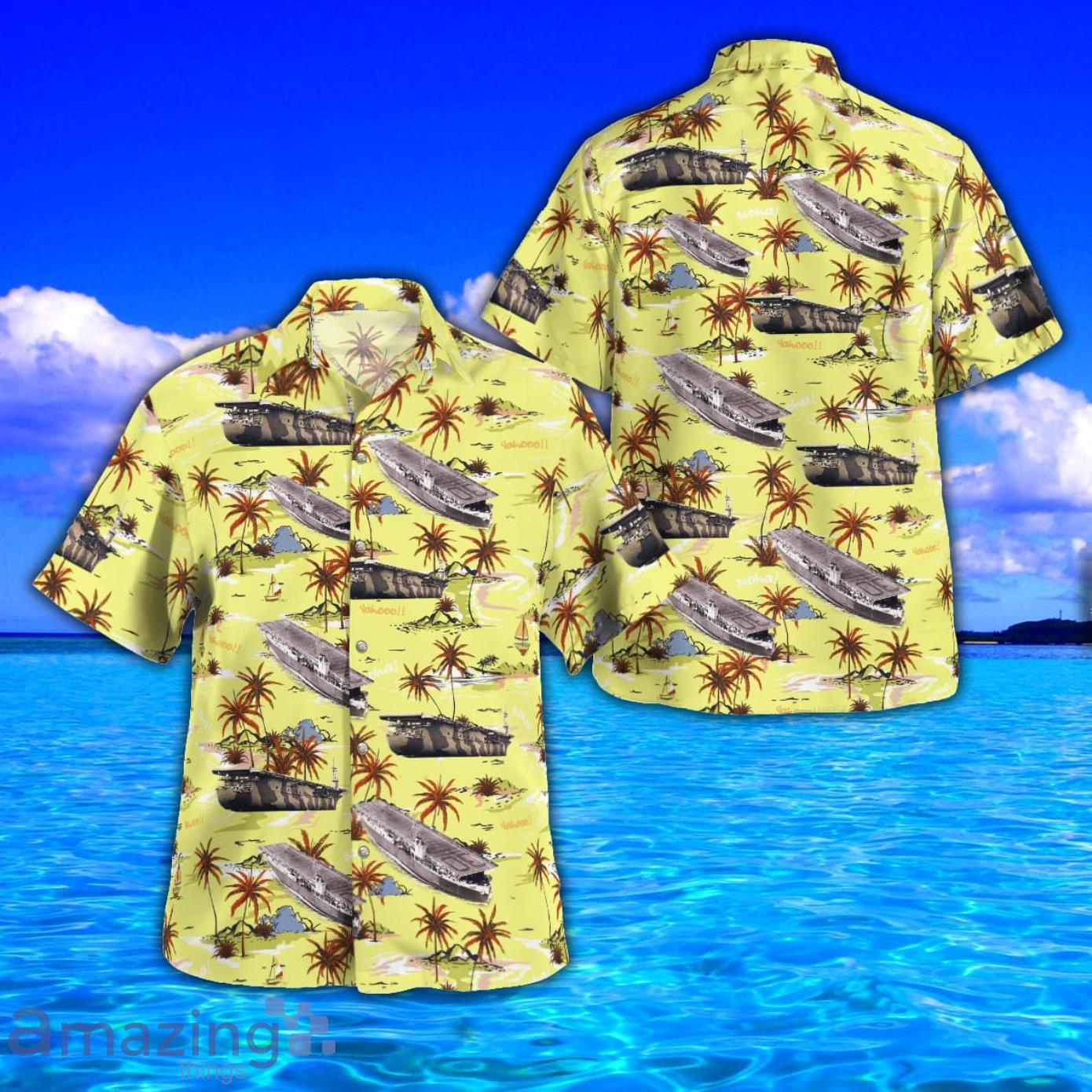 USS Charger CVE 30 World War II AOP Print Hawaiian Shirt And Short Set Product Photo 1