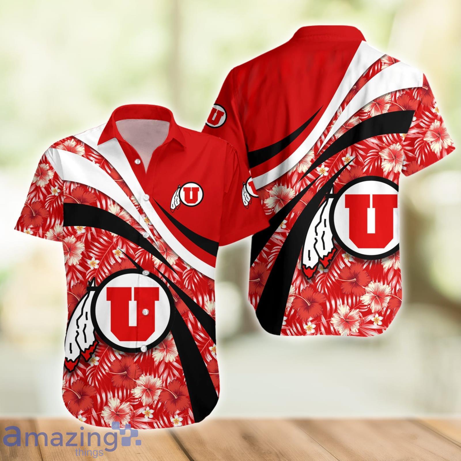 Utah Utes NCAA Hibiscus Flower Pattern Aloha Hawaiian Shirt image Utah Utes NCAA Hibiscus Flower Pattern Aloha Hawaiian Shirt Product Photo 2