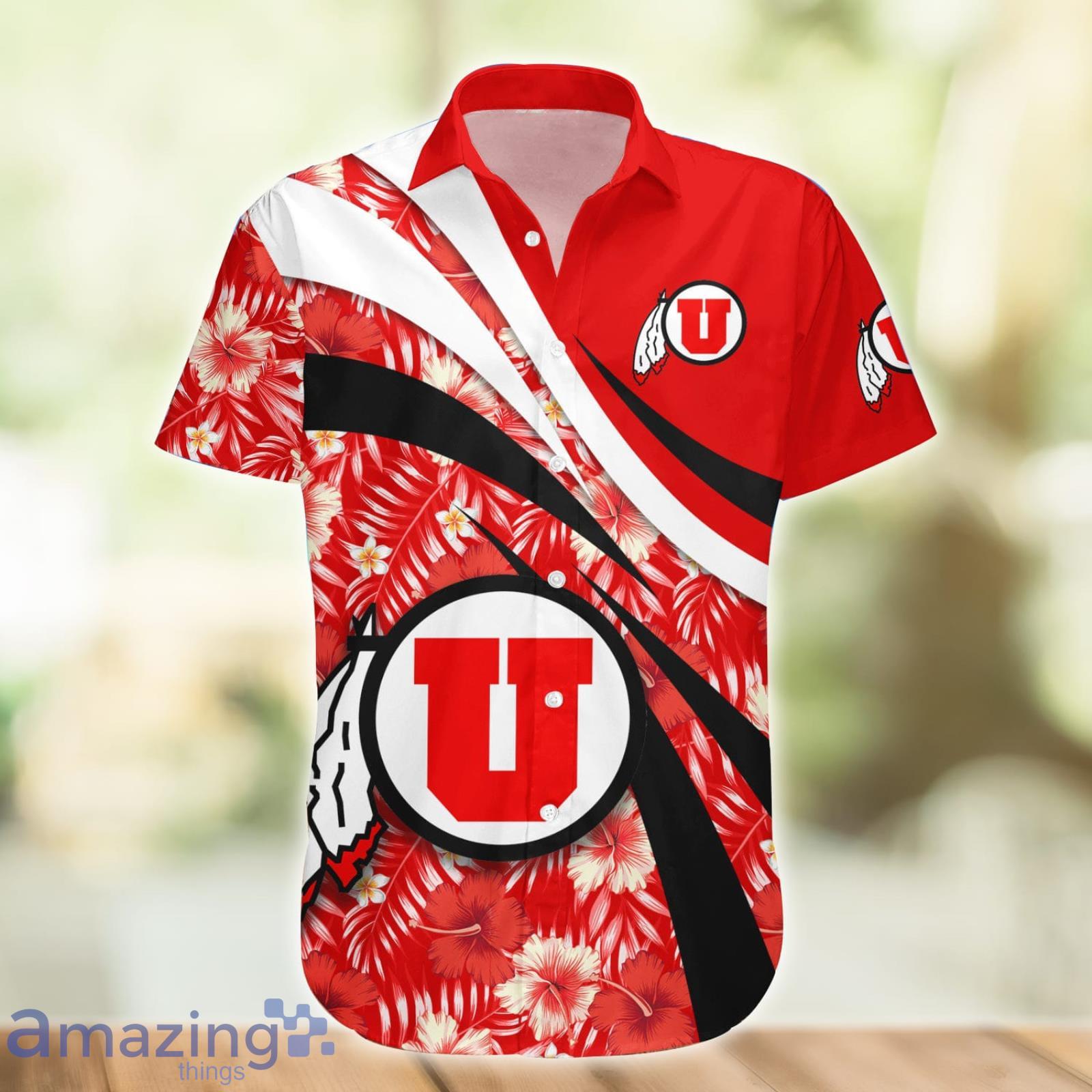 Utah Utes NCAA Hibiscus Flower Pattern Aloha Hawaiian Shirt Product Photo 1