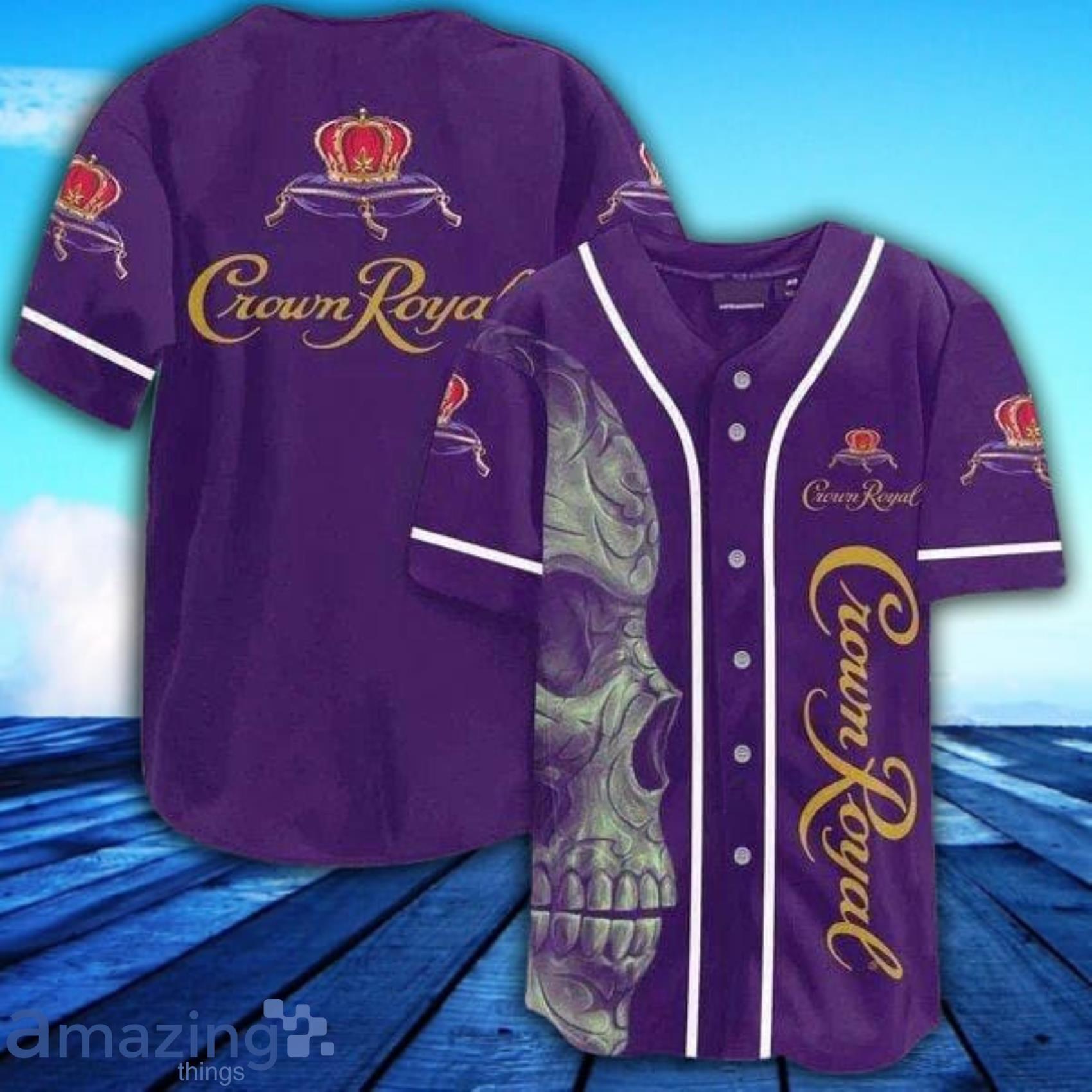 Vintage Purple Skull Crown Royal AOP Full Print Baseball Jersey Shirt Product Photo 1