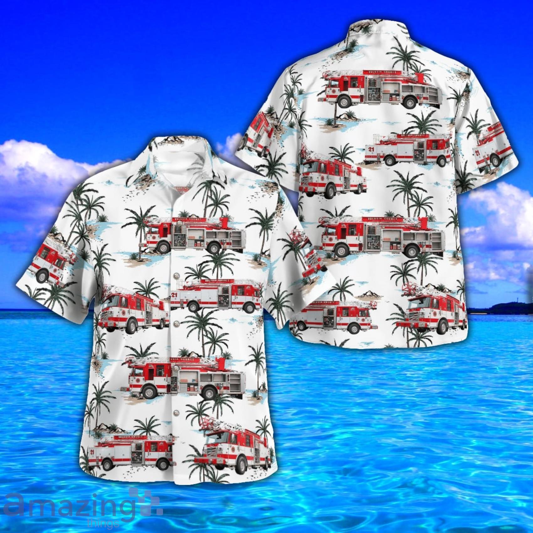 Volusia County Fire Rescue AOP Aloha Tropical Style Hawaiian Shirt And Beach Short Product Photo 1
