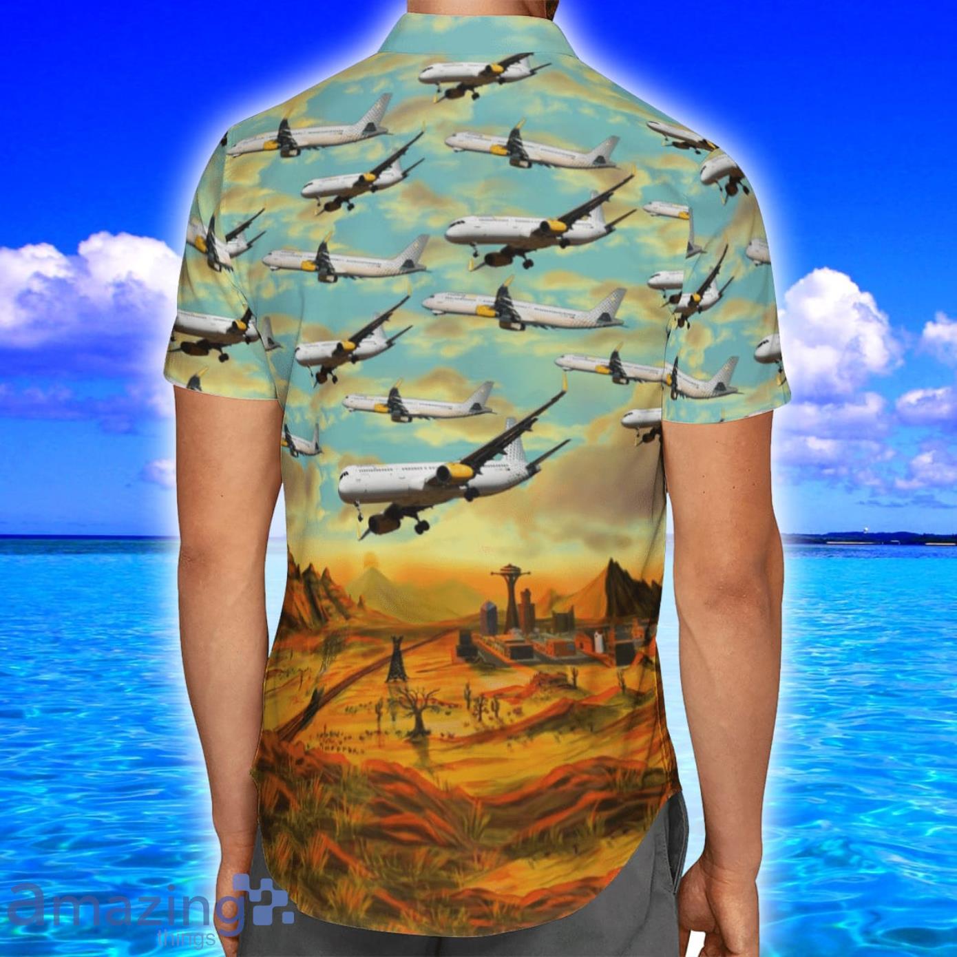 Vueling Airbus A321 200 AOP Print Hawaiian Shirt And Short Set image Vueling Airbus A321-200 AOP Print Hawaiian Shirt And Short Set Product Photo 3