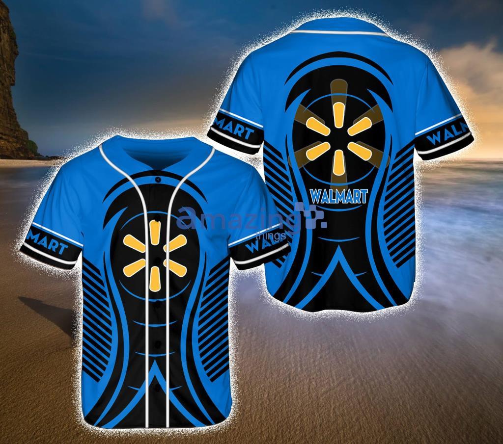 Walmart Logo Blue And Black Baseball Jersey Shirt Gift For Fans Product Photo 1