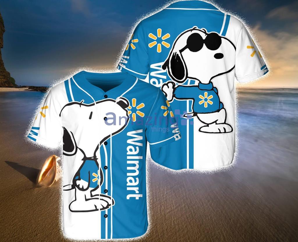 Walmart Snoppy Blue And White Baseball Jersey Shirt Gift For Fans Product Photo 1