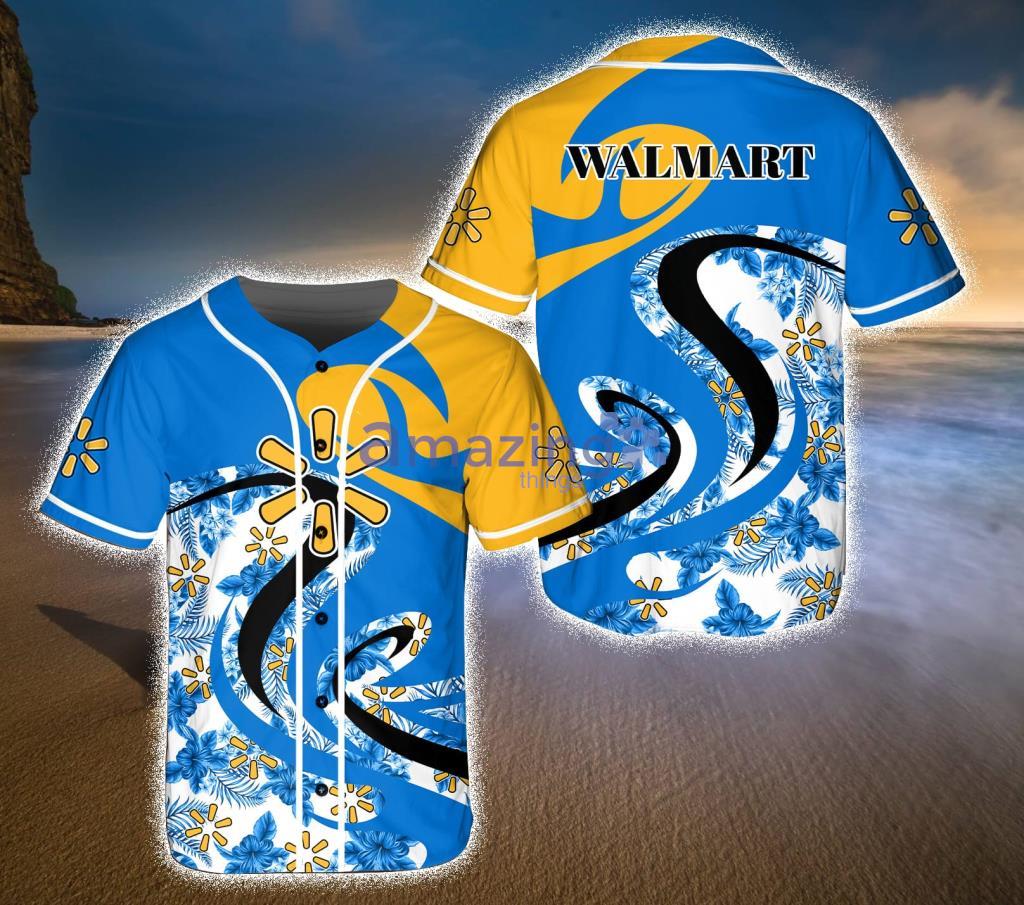 Walmart Tropical Yellow And Blue Baseball Jersey Shirt Gift For Fans Product Photo 1 Walmart Tropical Yellow And Blue Baseball Jersey Shirt Gift For Fans Product Photo 1