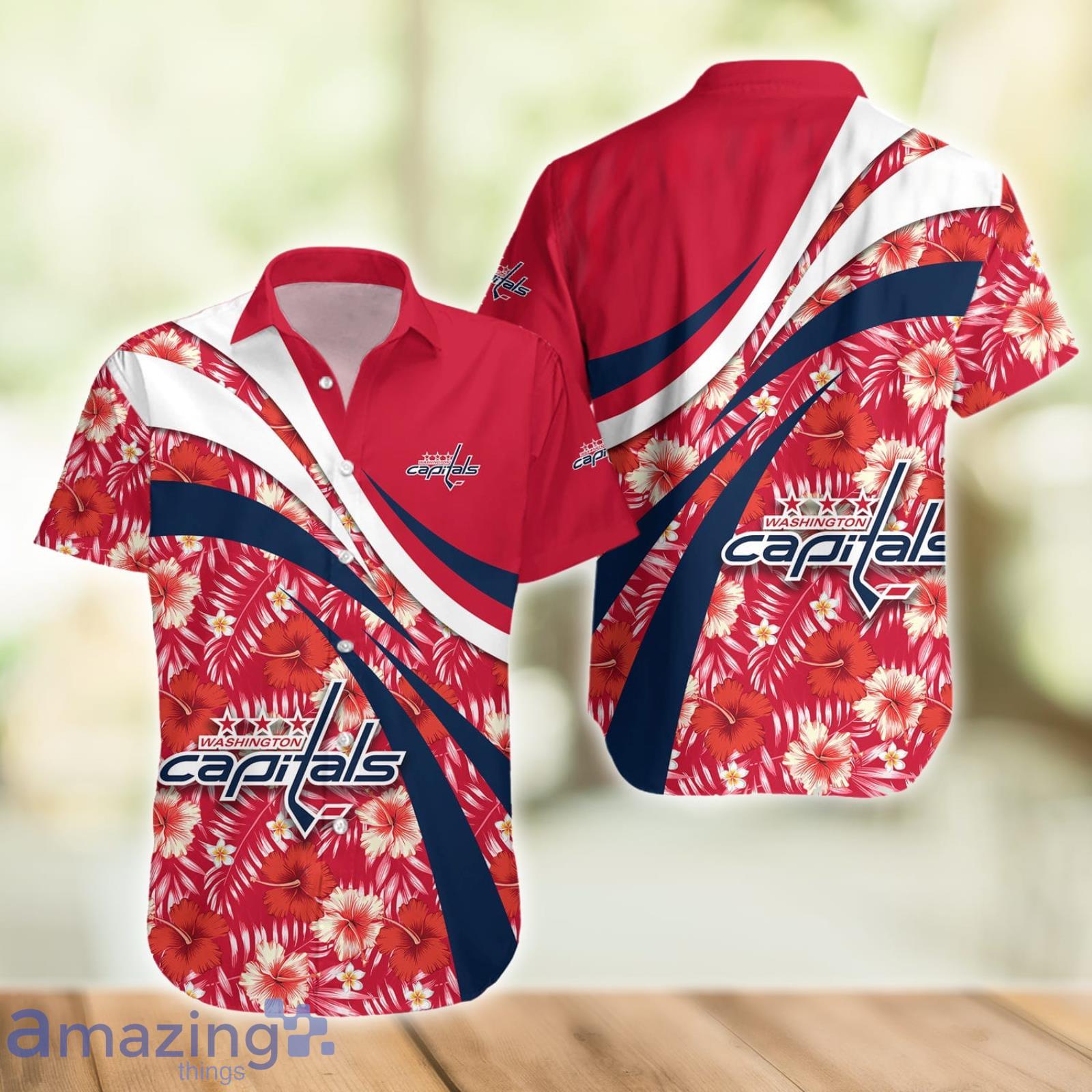 Washington Capitals NHL Hibiscus Flower Pattern Aloha Hawaiian Shirt image Washington Capitals NHL Hibiscus Flower Pattern Aloha Hawaiian Shirt Product Photo 2