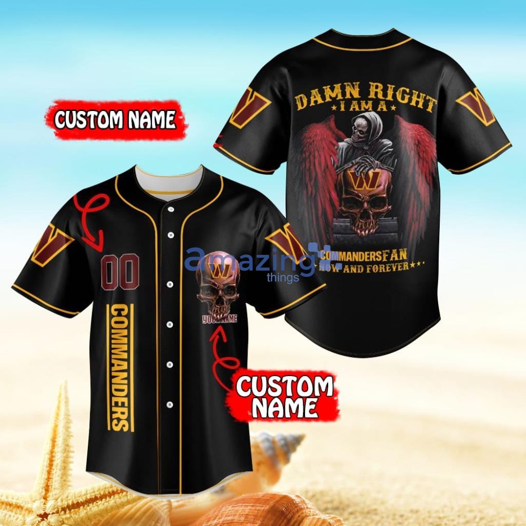 Washington Commanders Damn Right Skull NFL Baseball Jersey Shirt Gift For Fans Product Photo 1